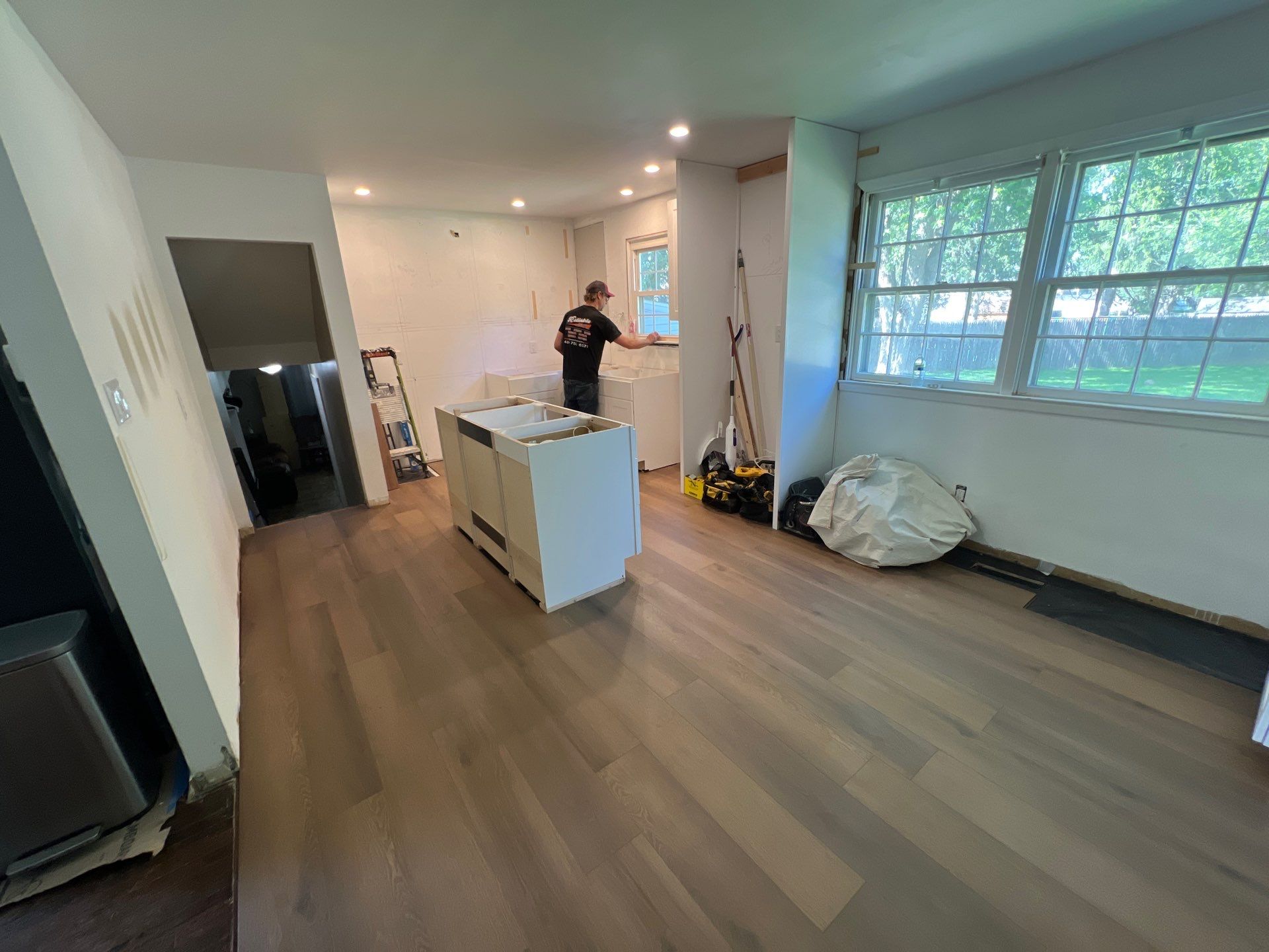Phoenixville Kitchen Remodel with White Shaker Cabinets and Green Backsplash by Reliable General Contracting