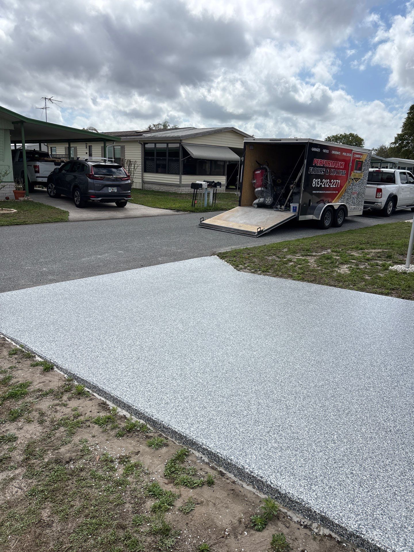 Driveway Floor Coating Using Gravel Flake by Performance Floors & Coating