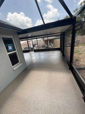 Screened-in Lanai Polyaspartic Floor Coating Installation in Riverview