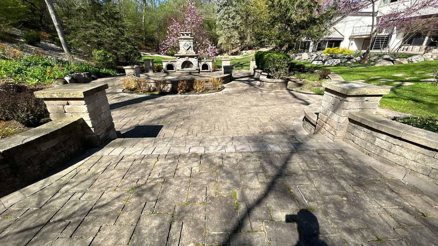 natural stone using Algaecide, soft wash soap by Northern Power Washing LLC.