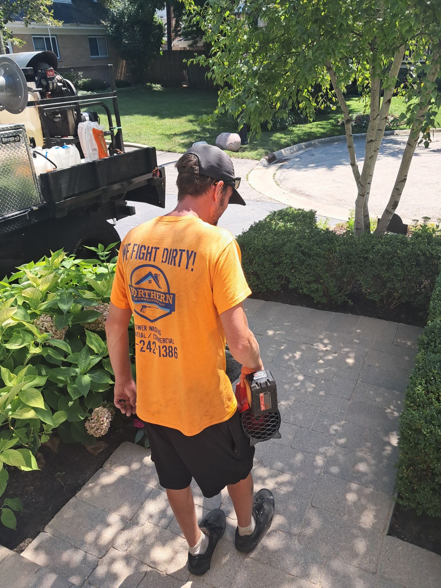 Highland Park, Brick paver cleaning sanding and sealing   by Northern Power Washing LLC.