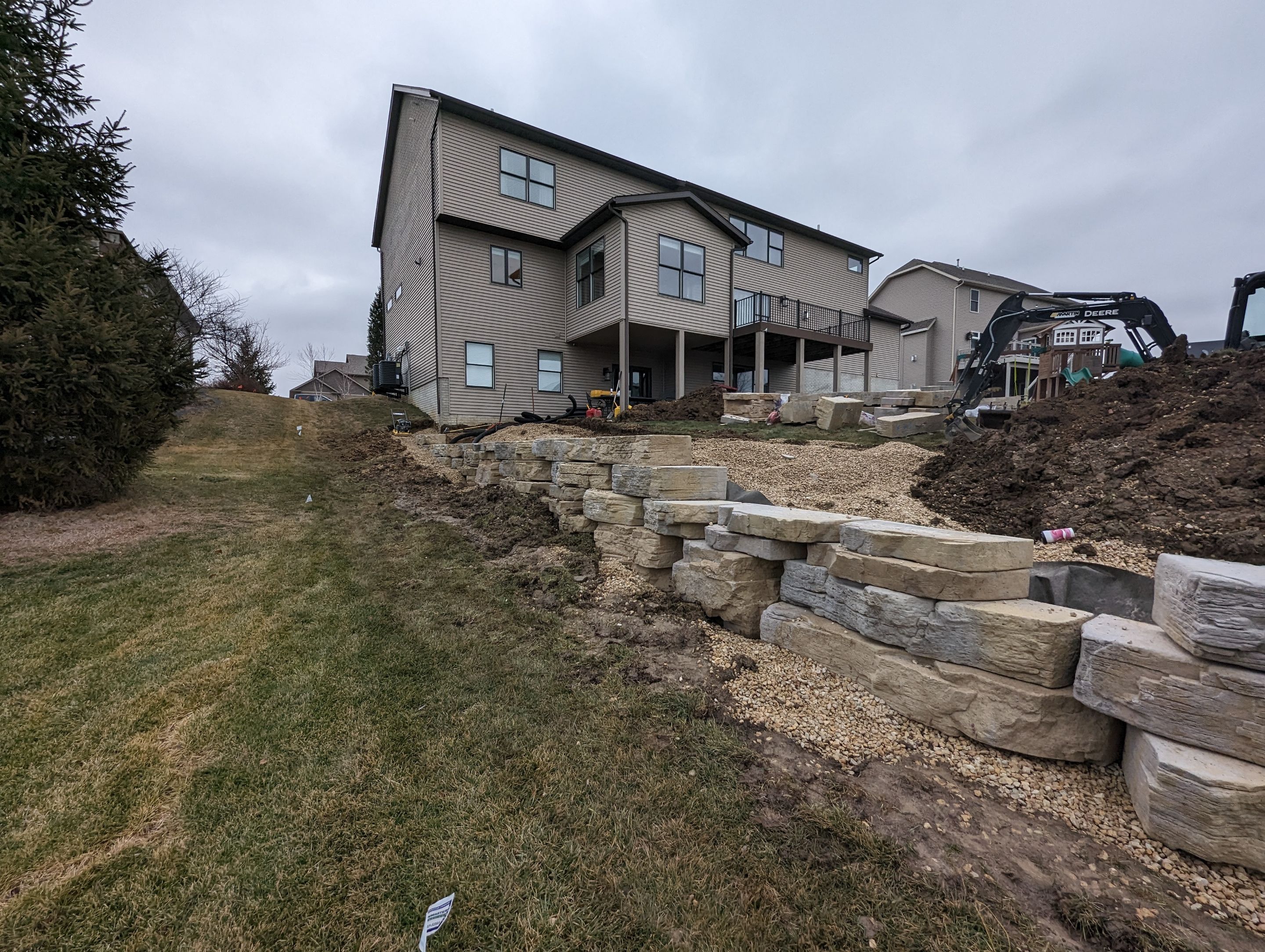 Retaining wall using Rosetta stone by ACE Waterproofing & Basement Solutions