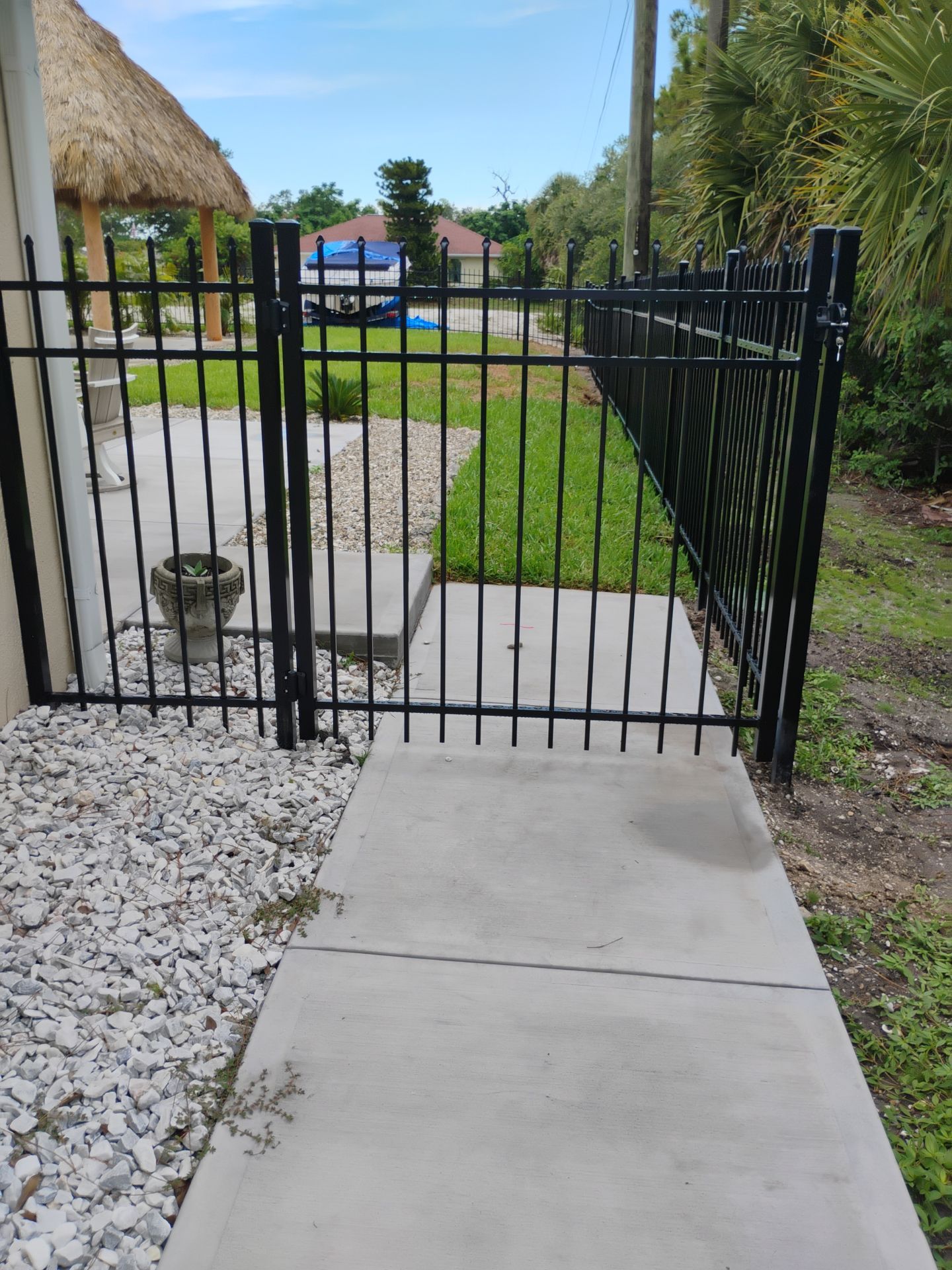 Black Aluminum Spear Top Picket Fence Installation in Englewood by True Fence LLC