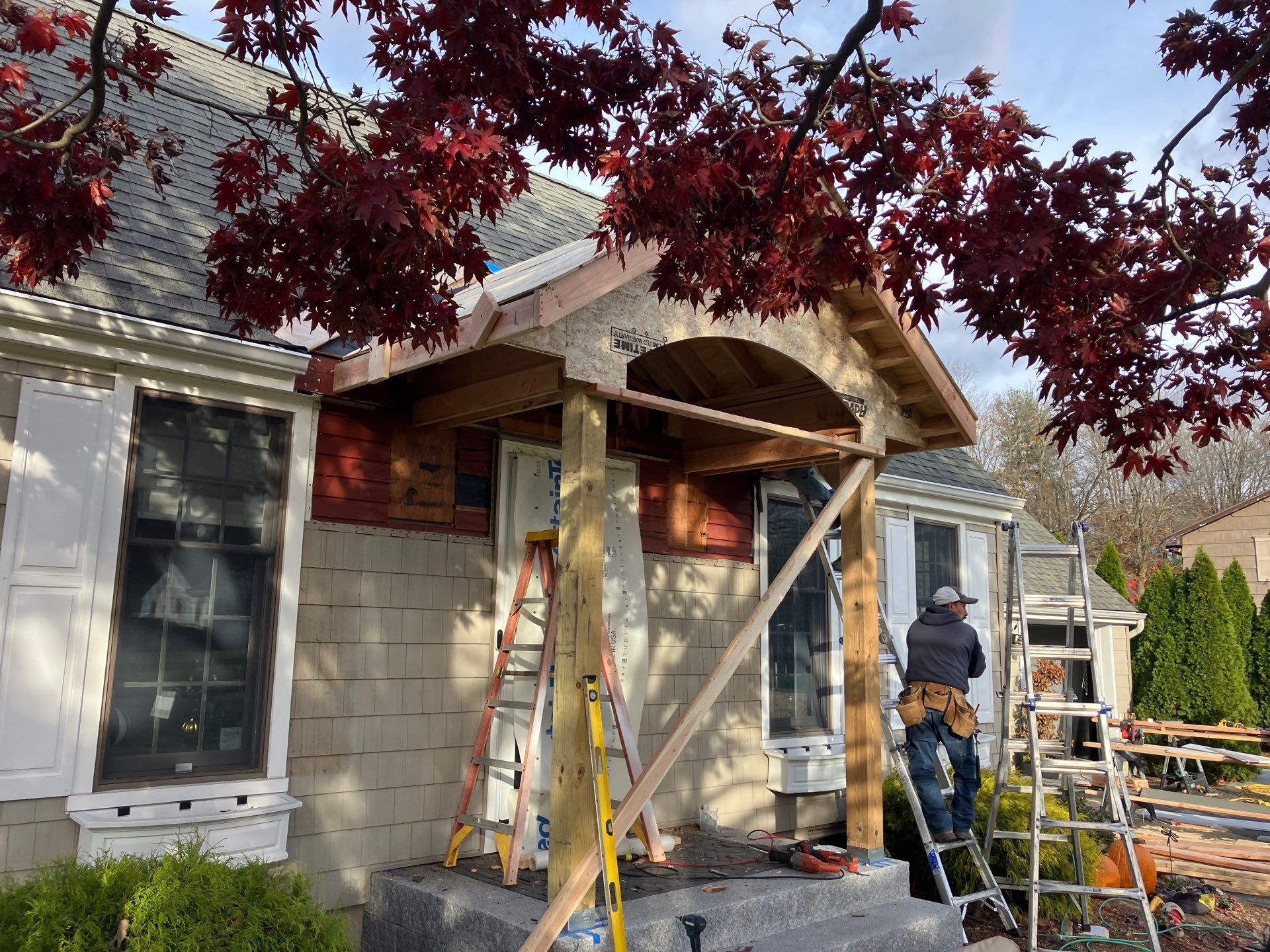 Welcoming portico addition by DiGiorgi Roofing and Siding Inc