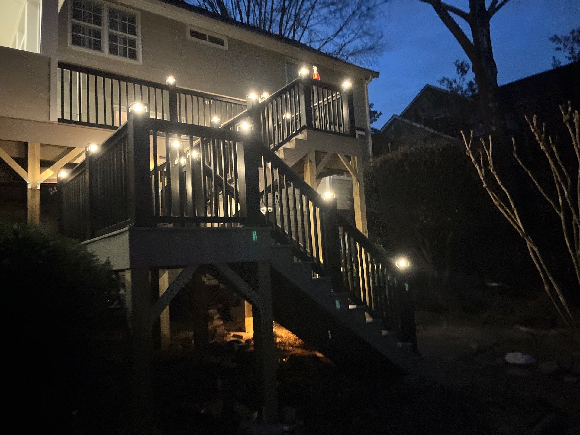 Deck Resurface and Screened-In Porch Build with Timbertech LED Lantern Post Cap Lights by Nelson Exteriors