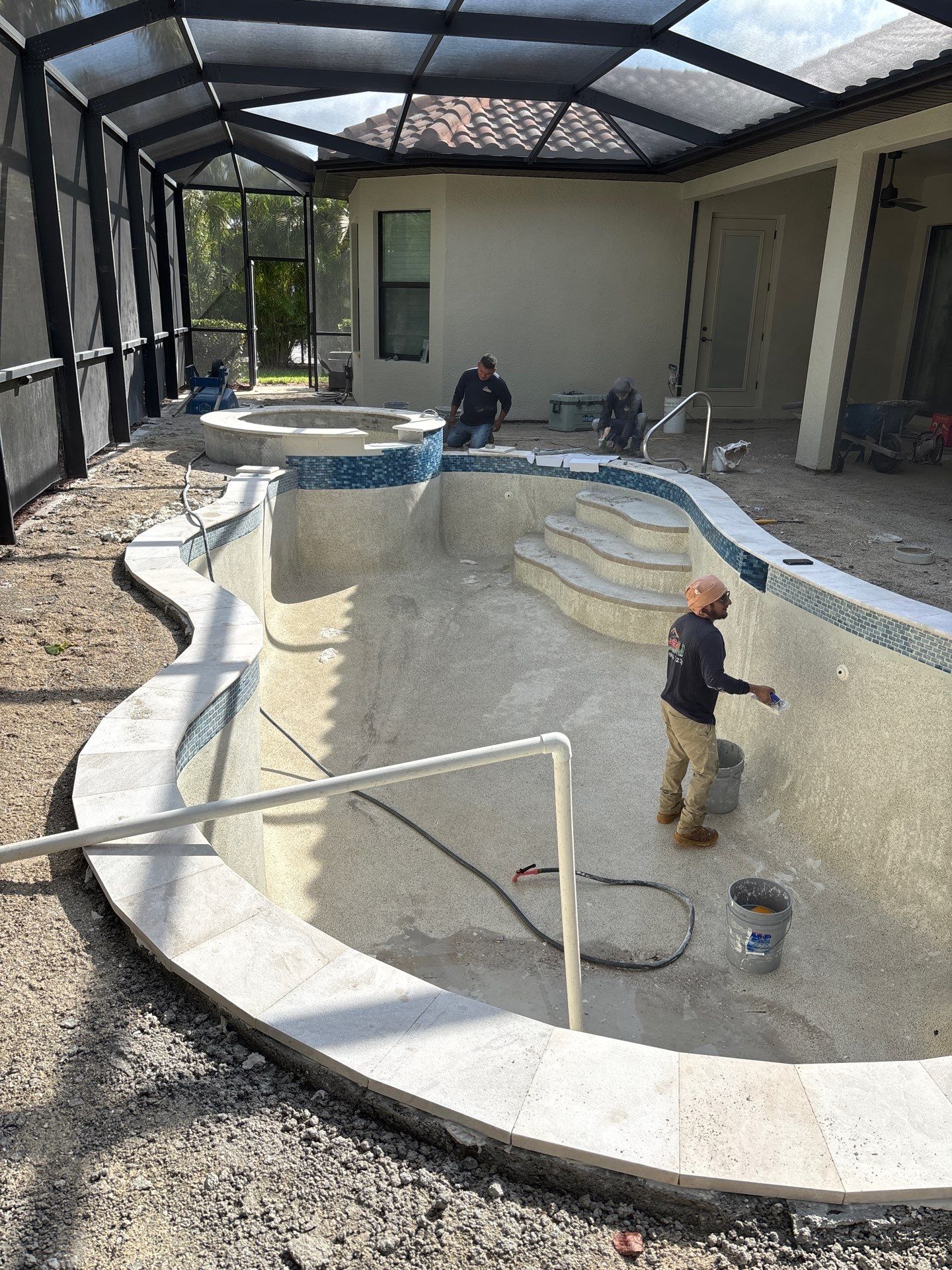 Textured Marble Pool Deck - Bonita National Golf & Country Club by Old Town Pavers Llc