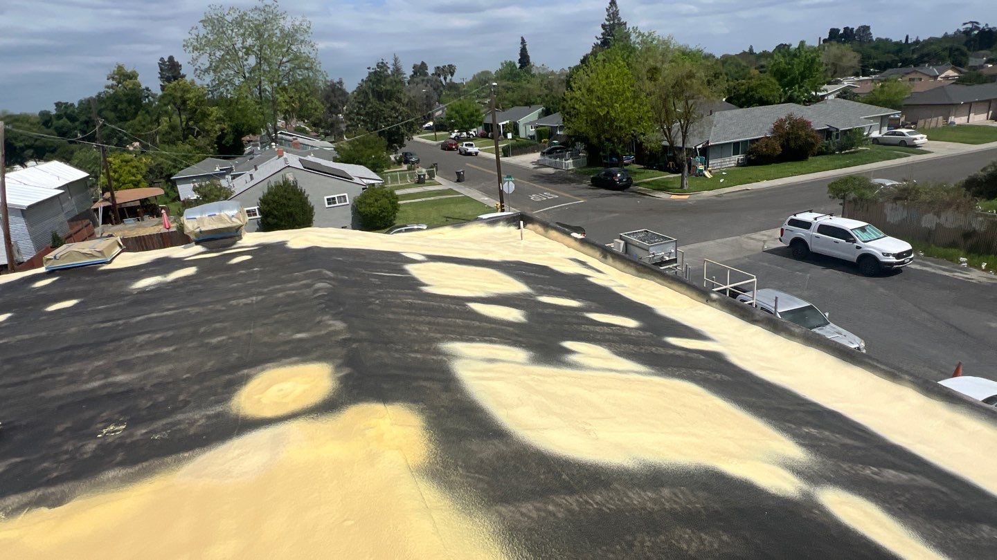 Foam Refurbish using Conklin Benchmark/PUMA XL coatings and spray foam by Straight Edge Roofing Inc