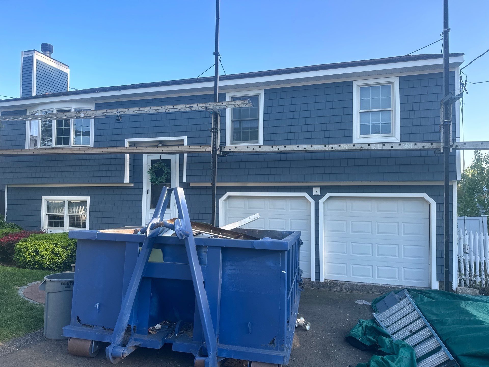 Siding Installation using Certainteed Cedar Impressions Straight Edge Perfection Shingles - D7 - Pacific Blue by A Plus Exterior