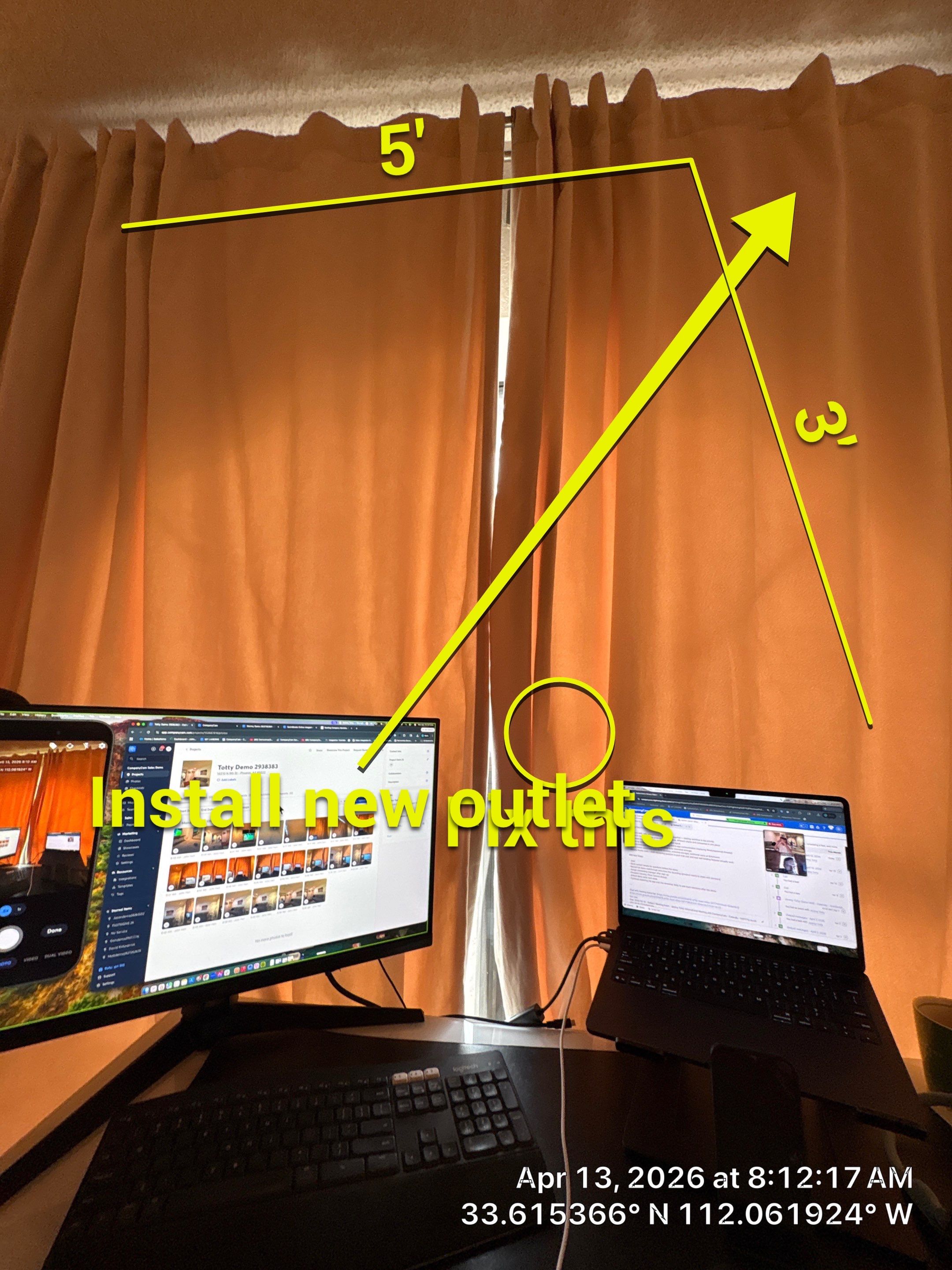 Phoenix Home Office Setup with Custom AV Wall Mounting by CompanyCam Sales Demo