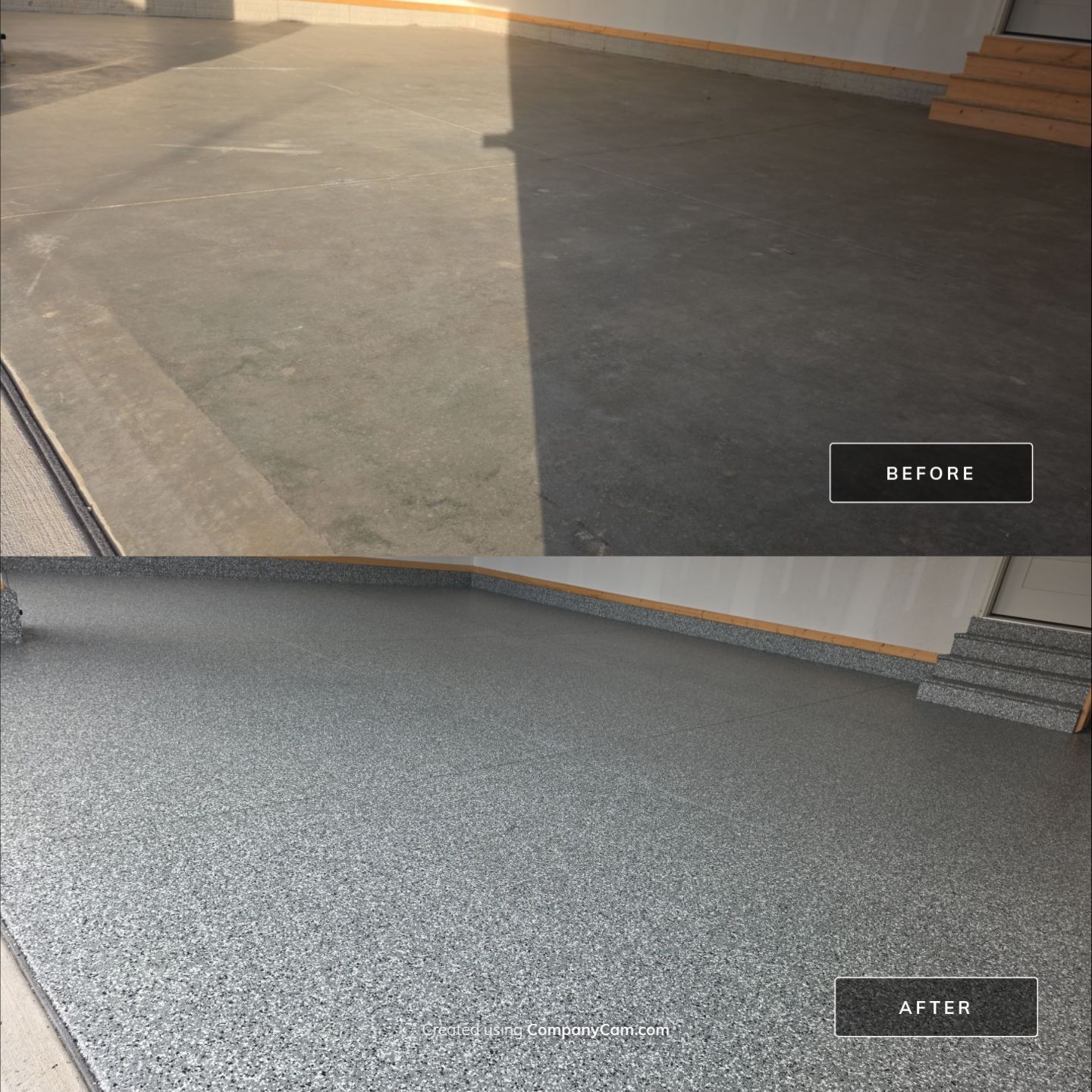 Garage Transformation with Wombat Flake! by Revival Concrete Coatings
