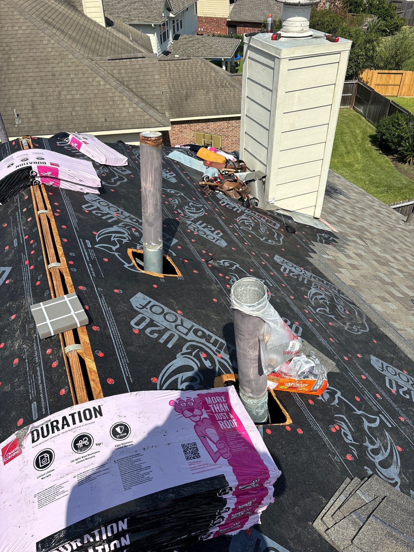 Residential Roofing Installation using Owen's Corning Duration (Lifetime) Shingles by Roof Repair Company