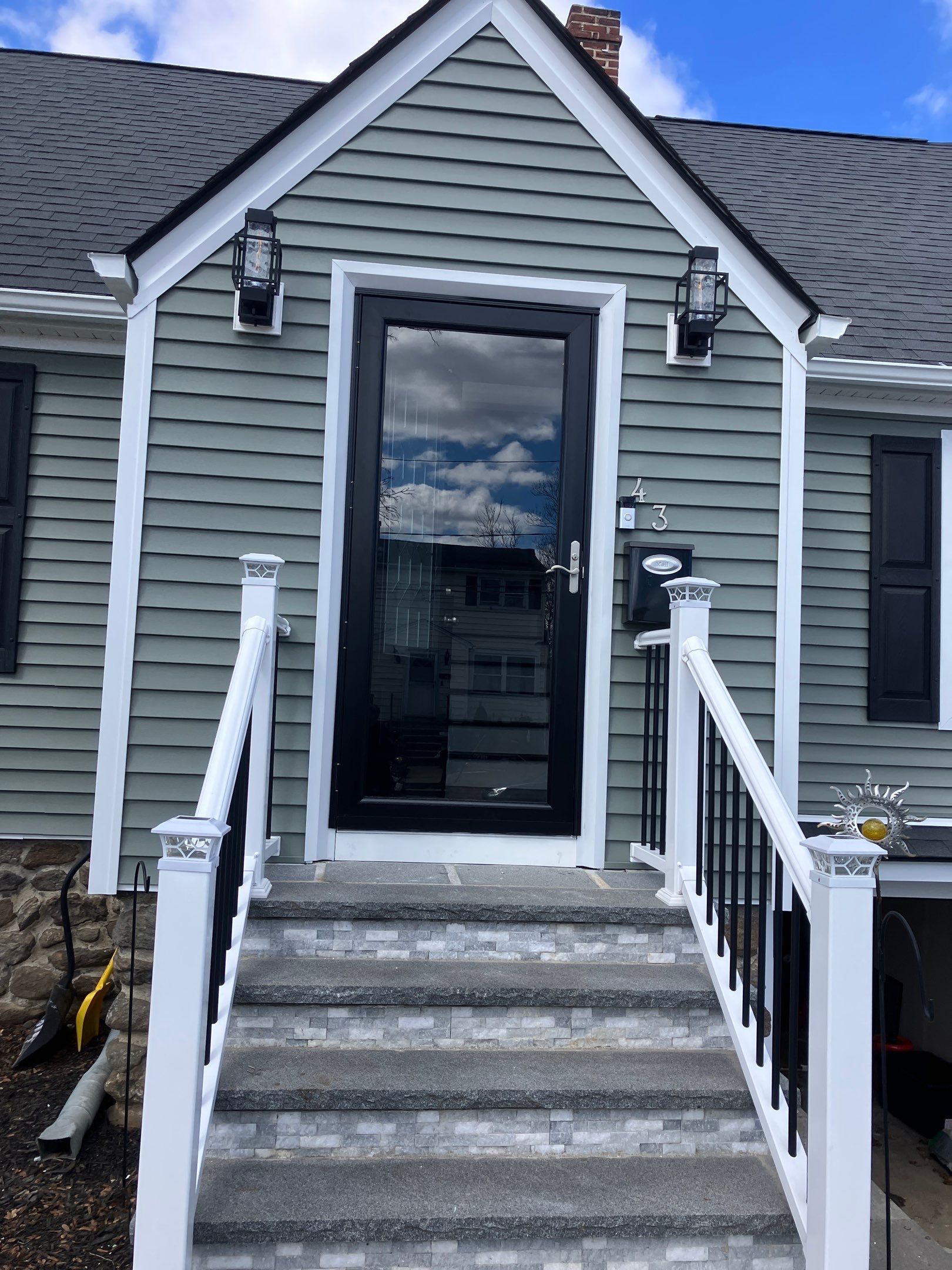 Entry Door Upgrade with Modern Glass Detail by DiGiorgi Roofing and Siding Inc
