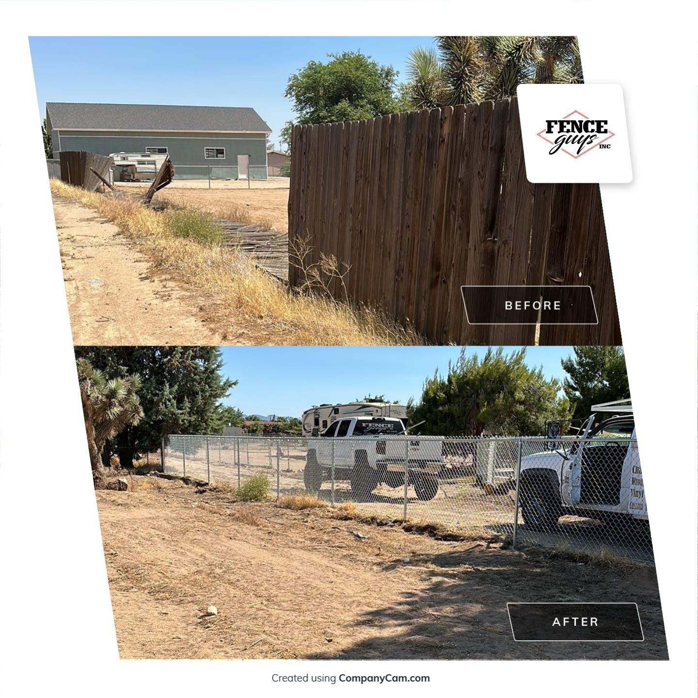 Replaced wood fence with chain link fence.  by Fence Guys Inc. 