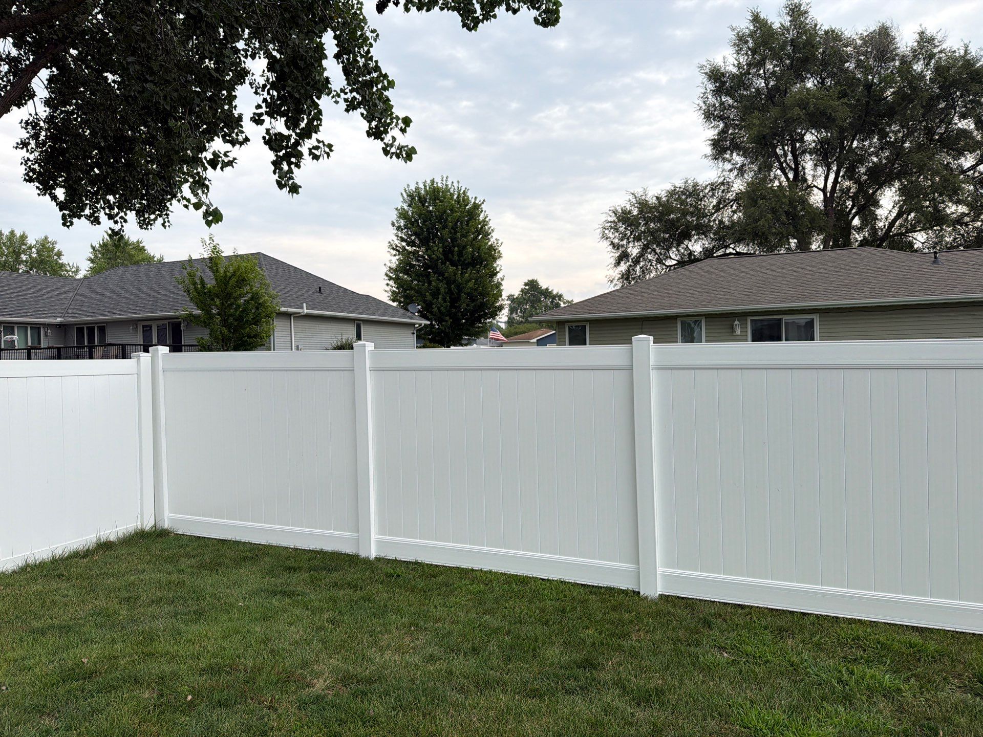 White Vinyl Privacy Fence and Double Gate Installation in Jesup by Perfect Picket Fence and Stain