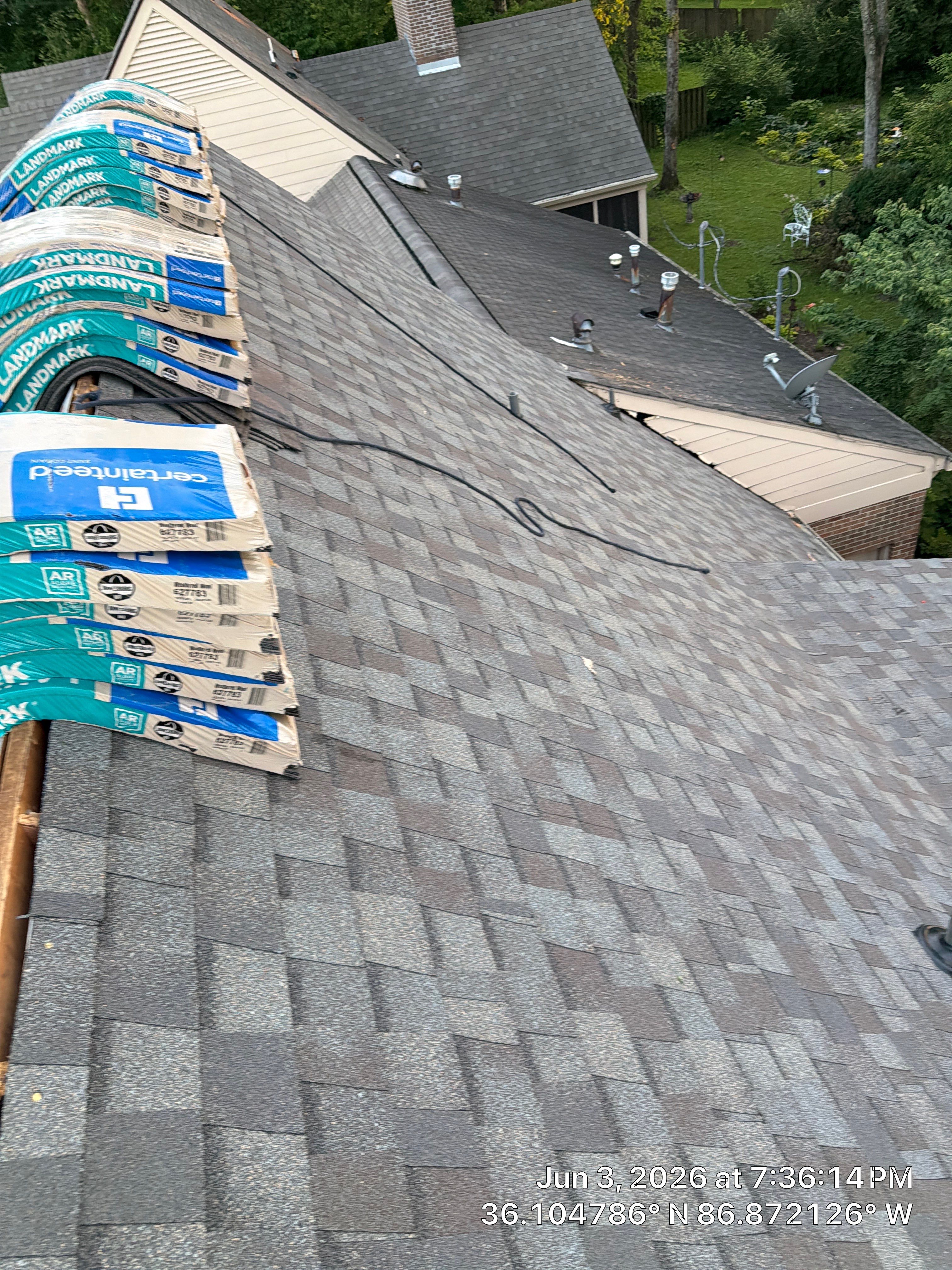 Roof Tree Damage- Repair Roof Framing and Replace Shingle Roof System In Belle Meade  by Roofworx 