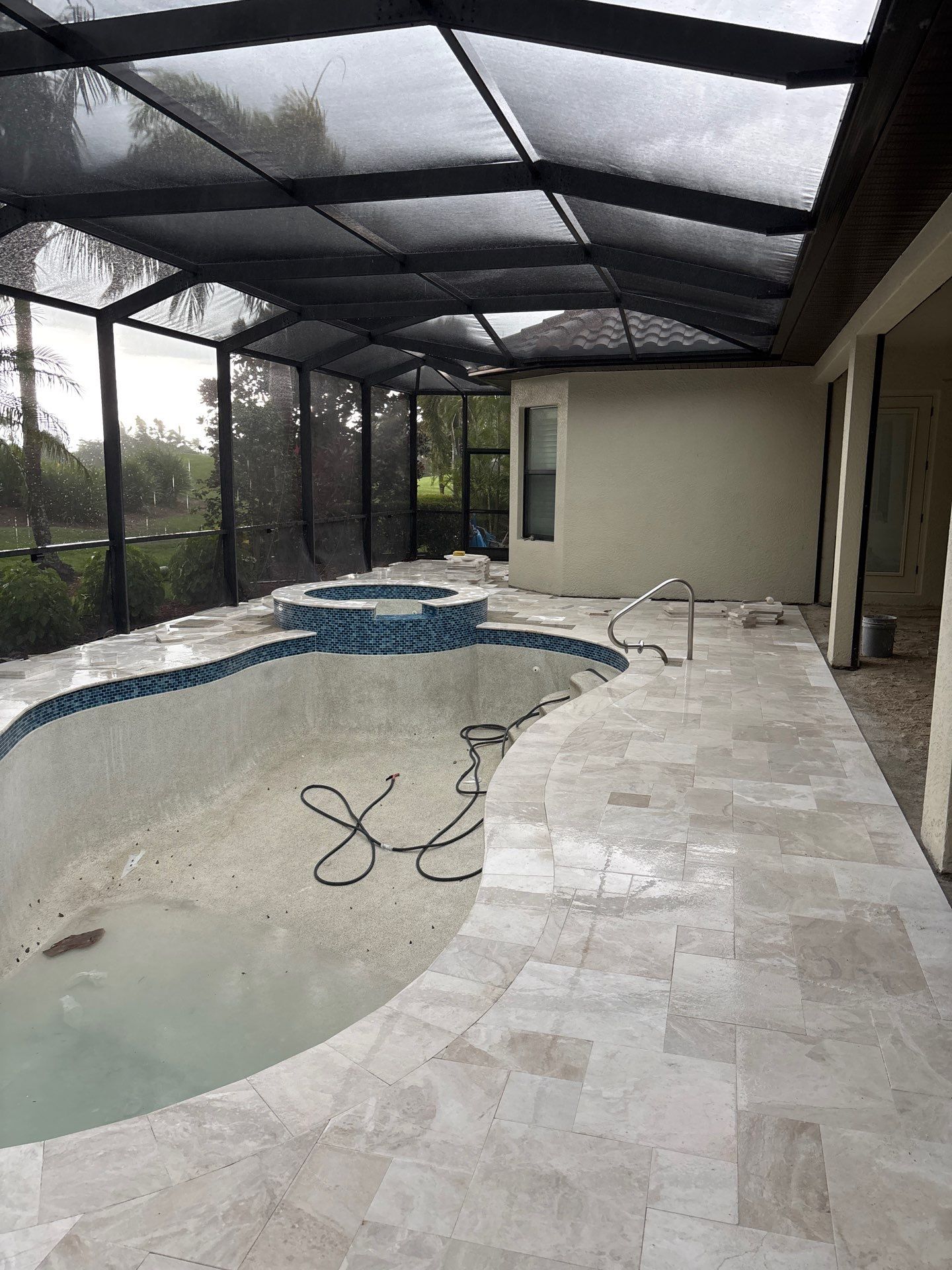 Textured Marble Pool Deck - Bonita National Golf & Country Club by Old Town Pavers Llc