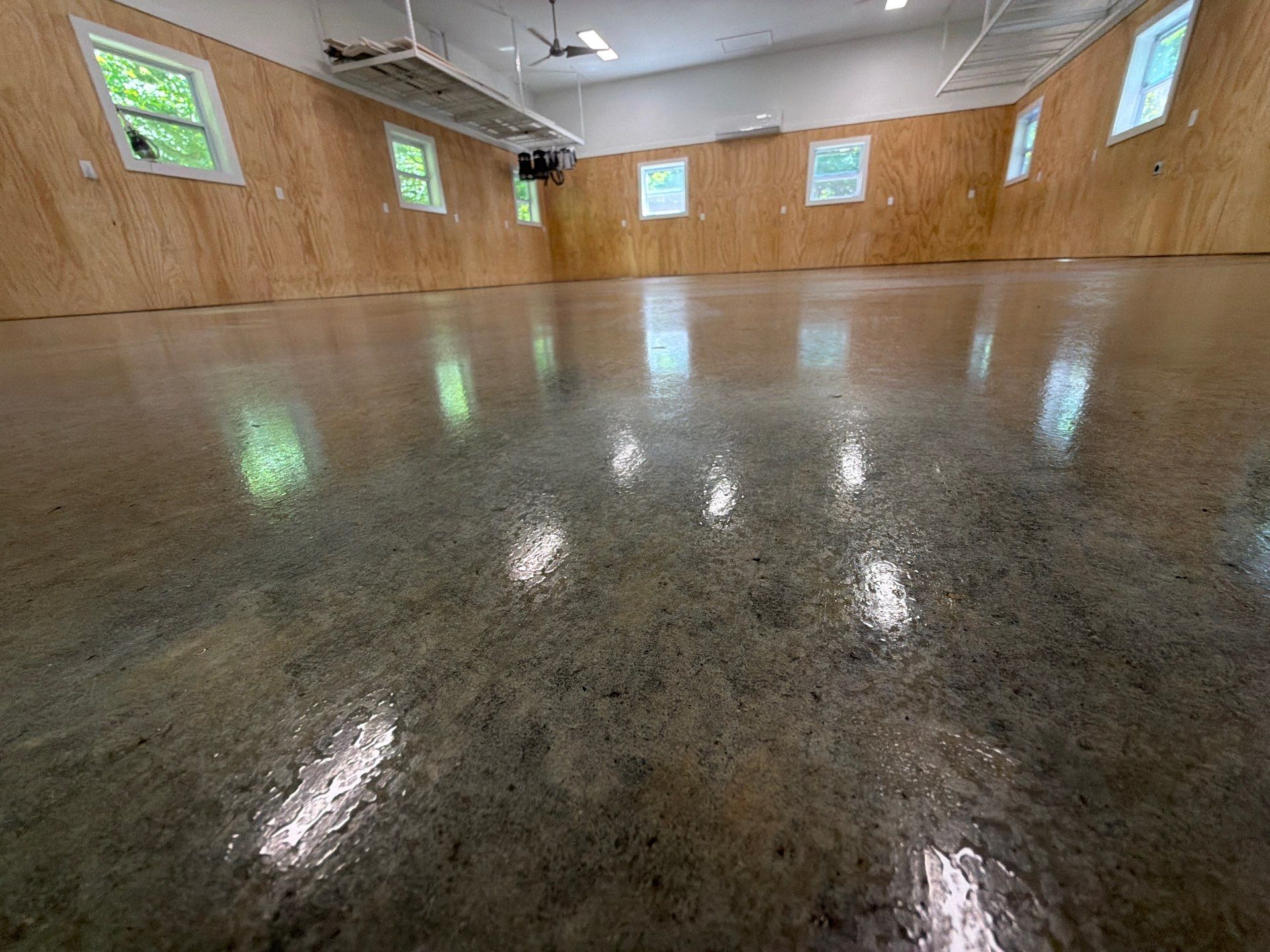 Garage Epoxy Floor Installation and Concrete Surface Polishing in Shelby by Gordon Painting