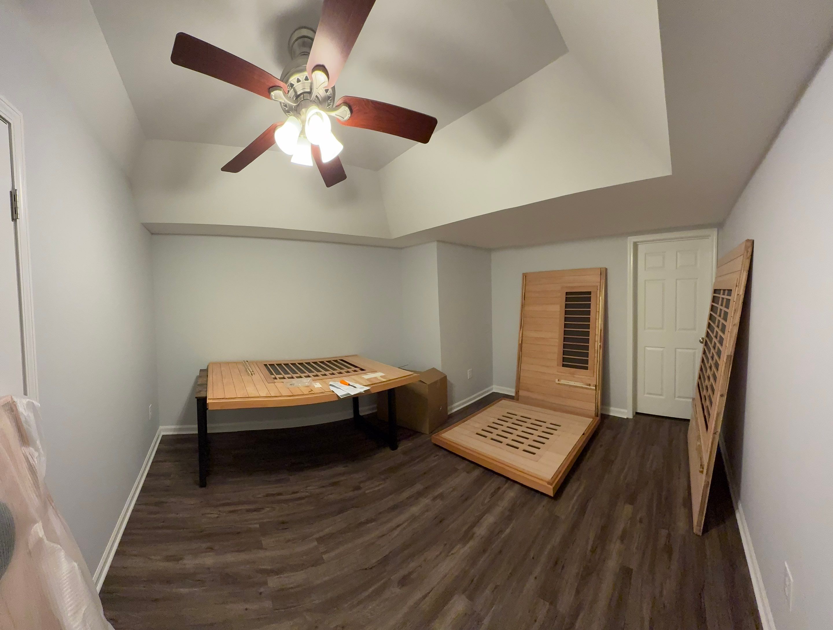 Full Basement Remodeling with Custom Flooring and Tray Ceilings in Marietta by Swift Home Renovations