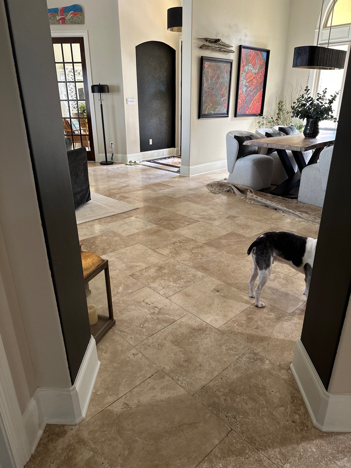 Travertine Floor Restoration in Gautier, Mississippi by Cornerstone Hard Surface Restoration