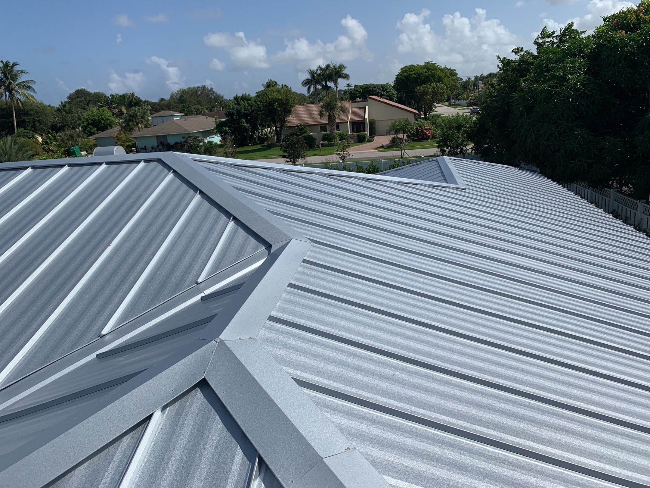 Residential Roofing Installation using 1" Nail strip metal roof by BLUES BROTHERS ROOFING