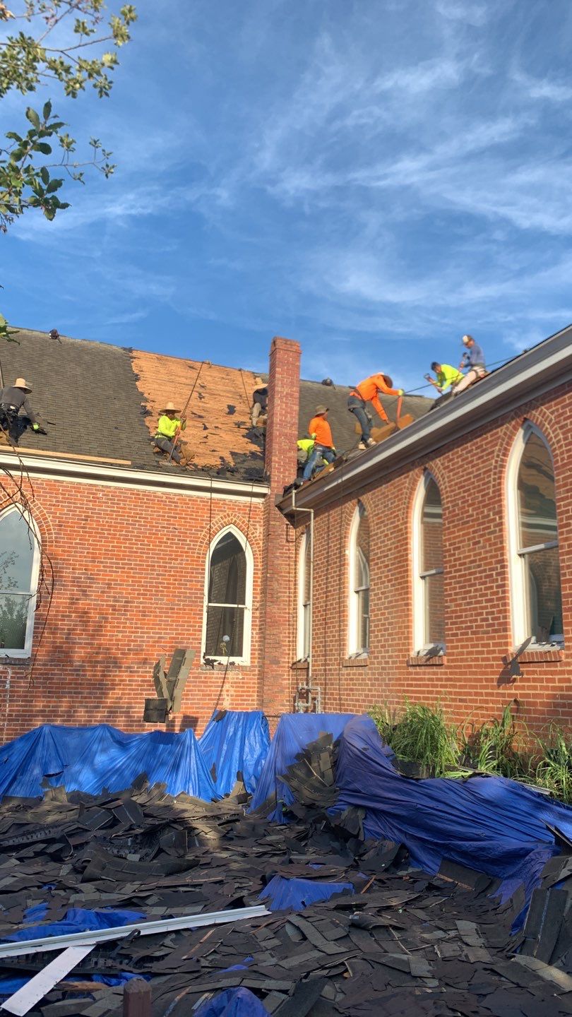 Roof replacement in Church by hail and wind damage by Just Brilliant Restoration JBR