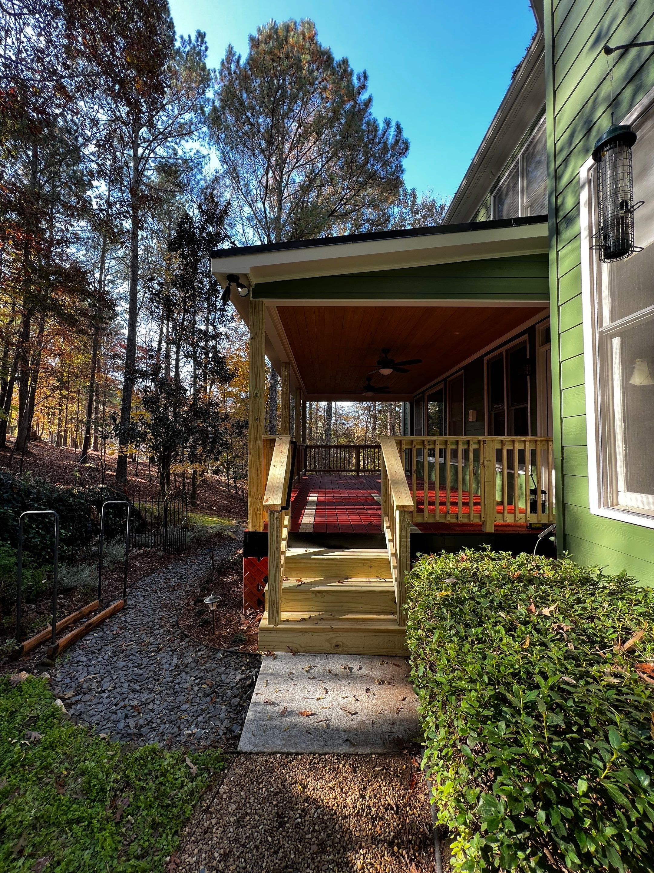 Custom Covered Porch and Wood Deck Addition in Canton by Swift Home Renovations 