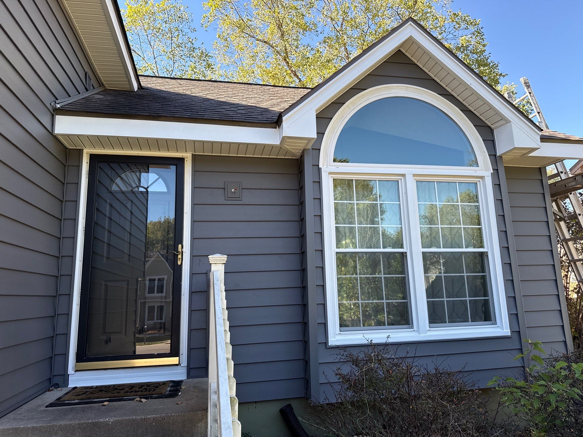 Split Entry in Smokey Ash Craneboard D7 by EEC  Windows, Siding & Roofing 