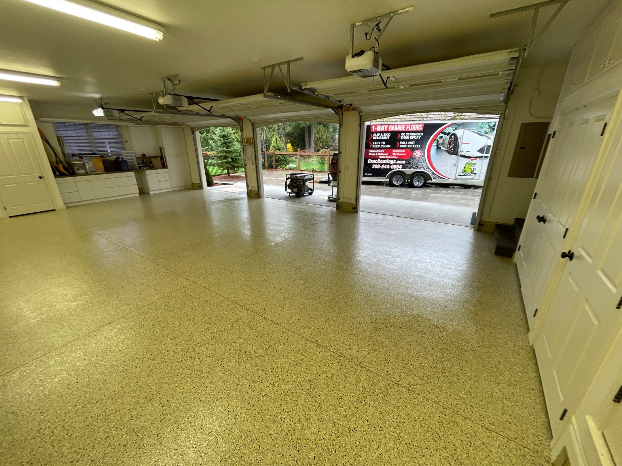 Garage Transformation using Driftwood Colorway by Croc Coatings, LLC