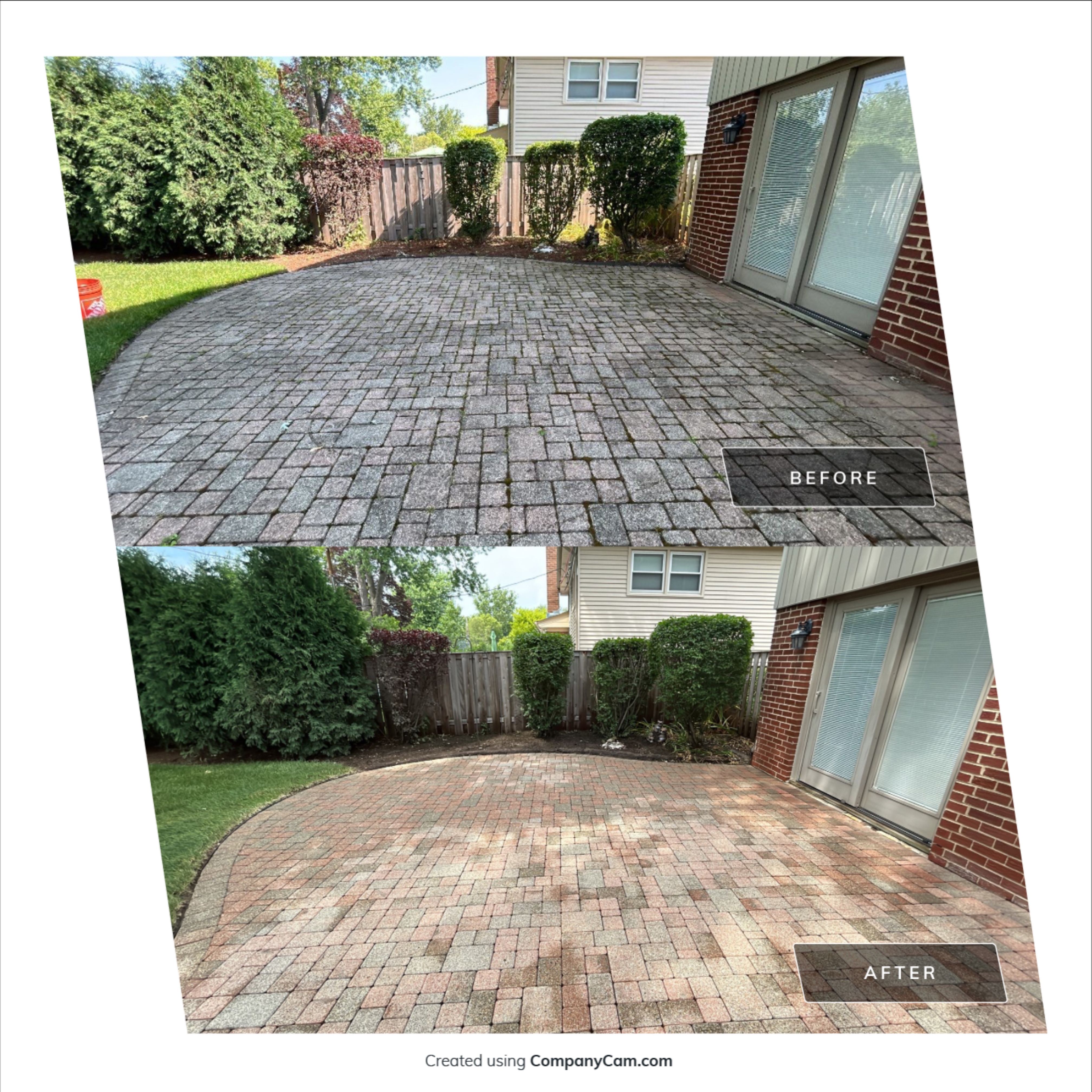 Brick paver clean, sand and seal. using Algaecide, soft wash soap by Northern Power Washing LLC.
