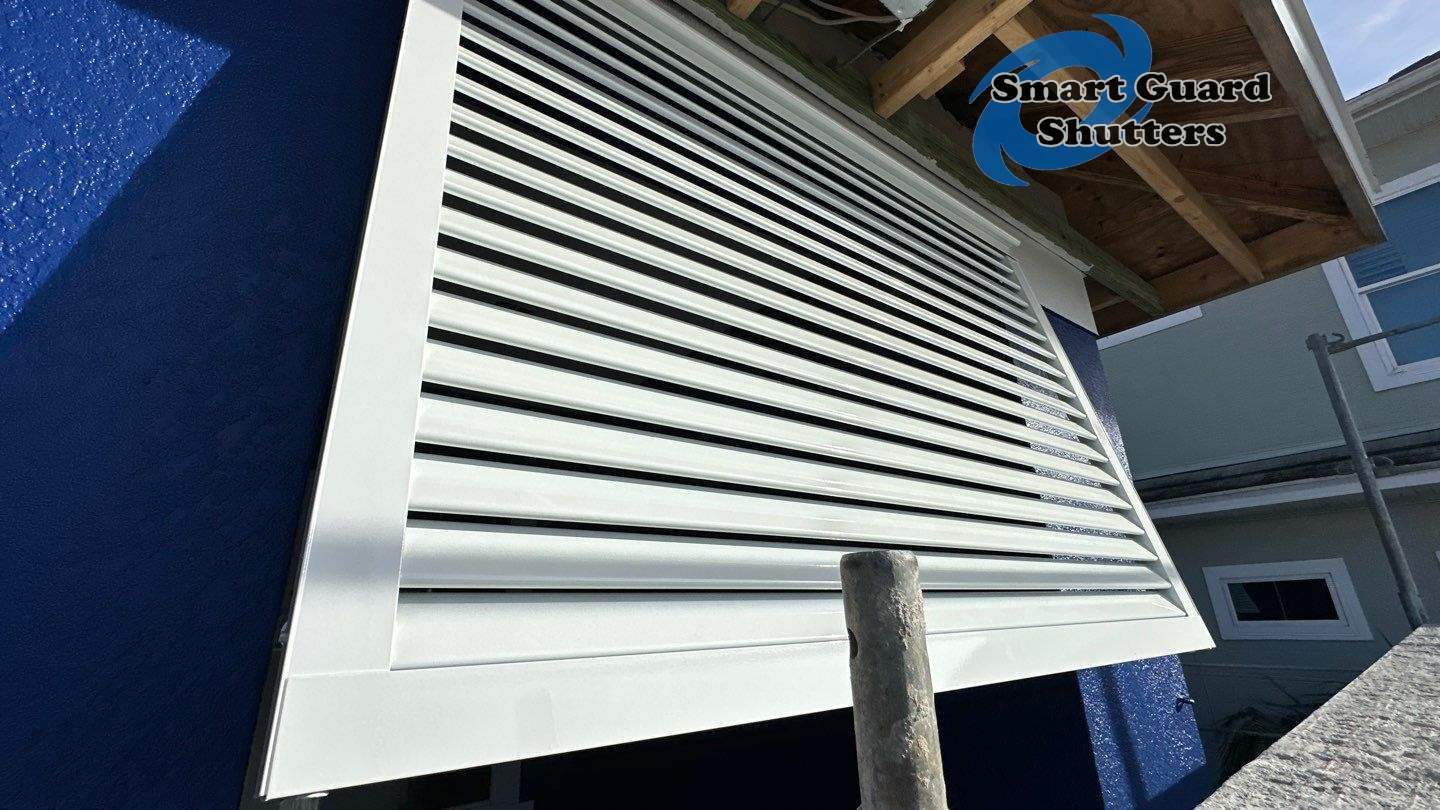 Decorative Bahamas in Traffic White by Smart Guard Shutters