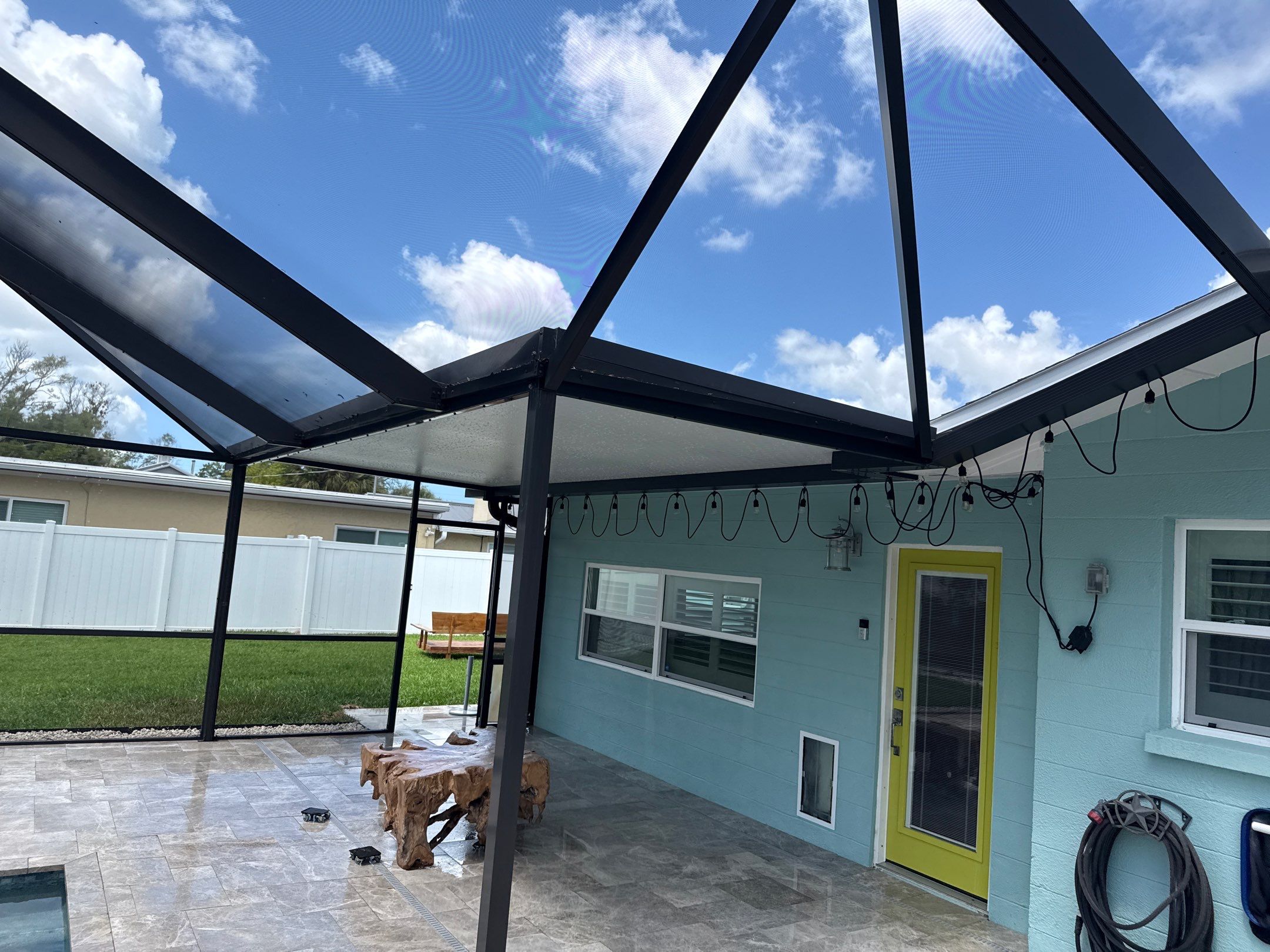 Travertine Pool Deck, Lanai & Screen Enclosure Cleaning Near Manatee River | Bradenton, FL by Sunshine AquaWash