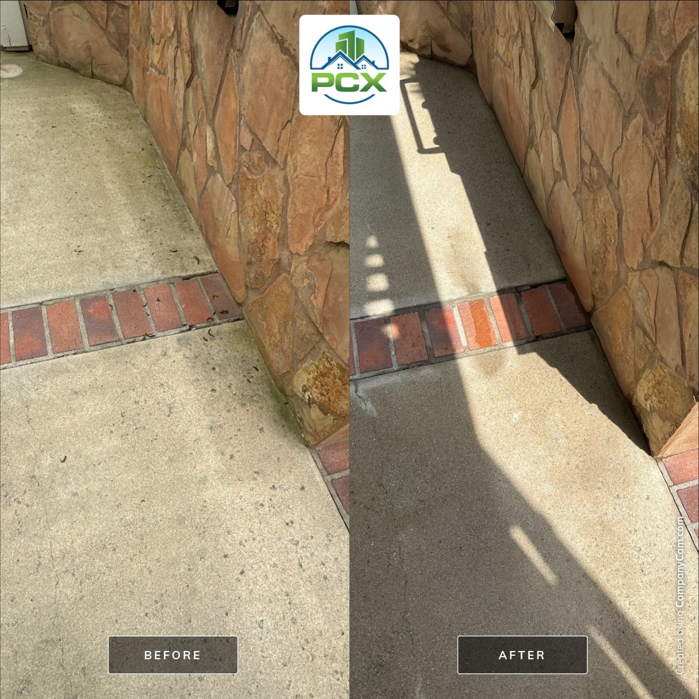 Surface cleaning pressure washing in Orange County on patio, walkways, and driveway by Property Cleaning Experts, LLC