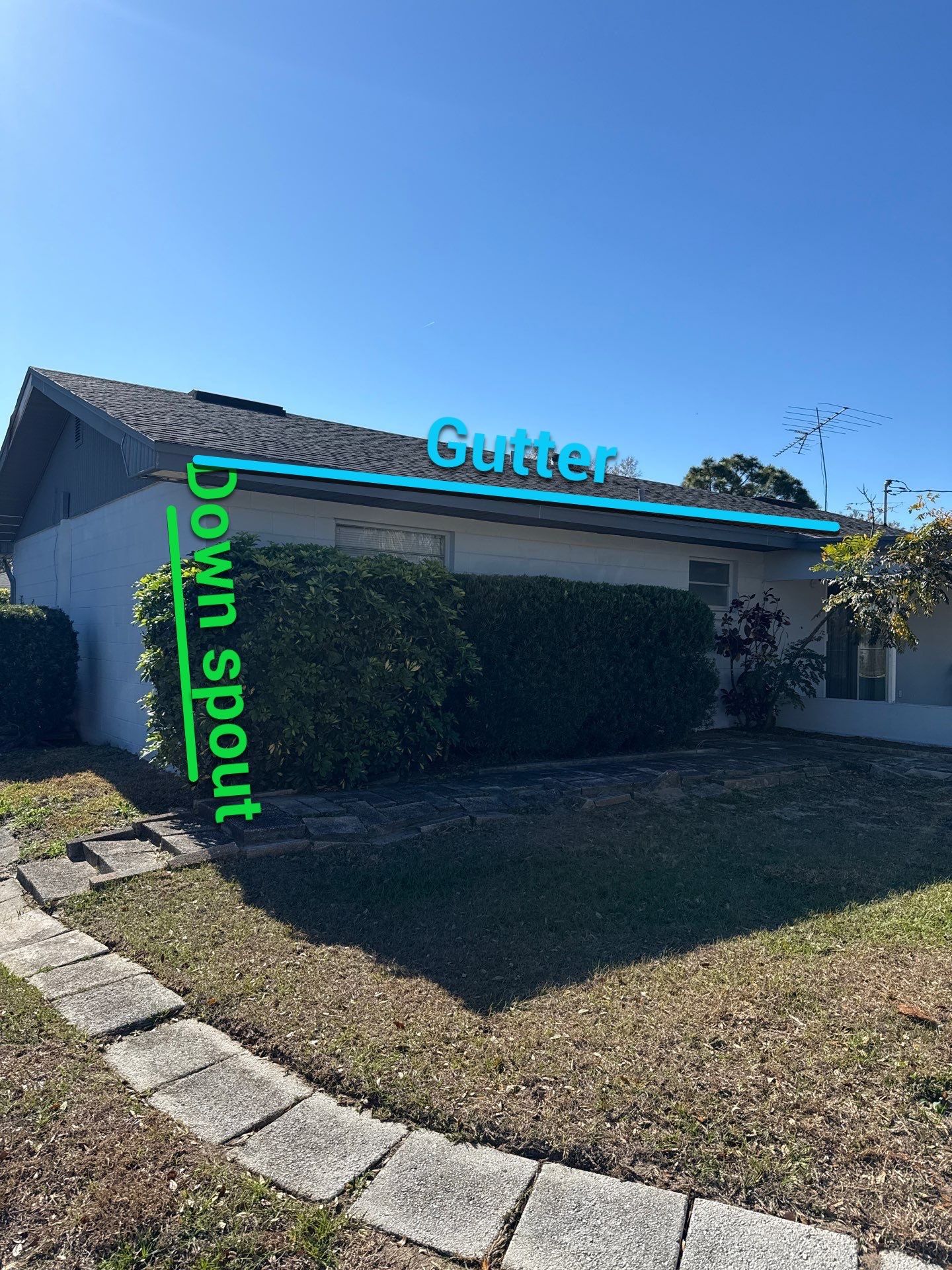 Downspout Installation using Downspout Extension and new Gutters in Winter Haven FL by Gutter Professors