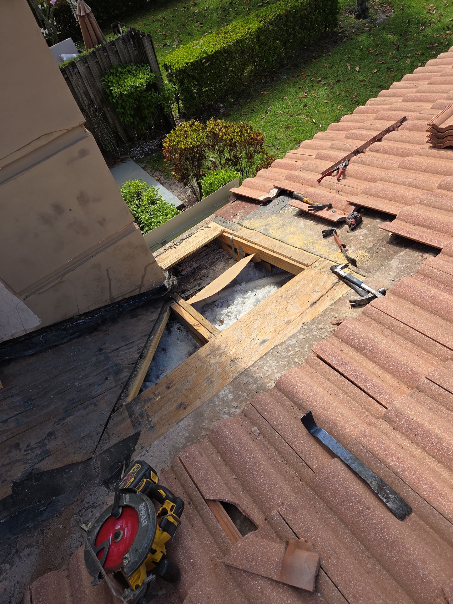 Clay Tile Roof Repair and Plywood Decking Replacement in Boynton Beach by Aastro Roofing
