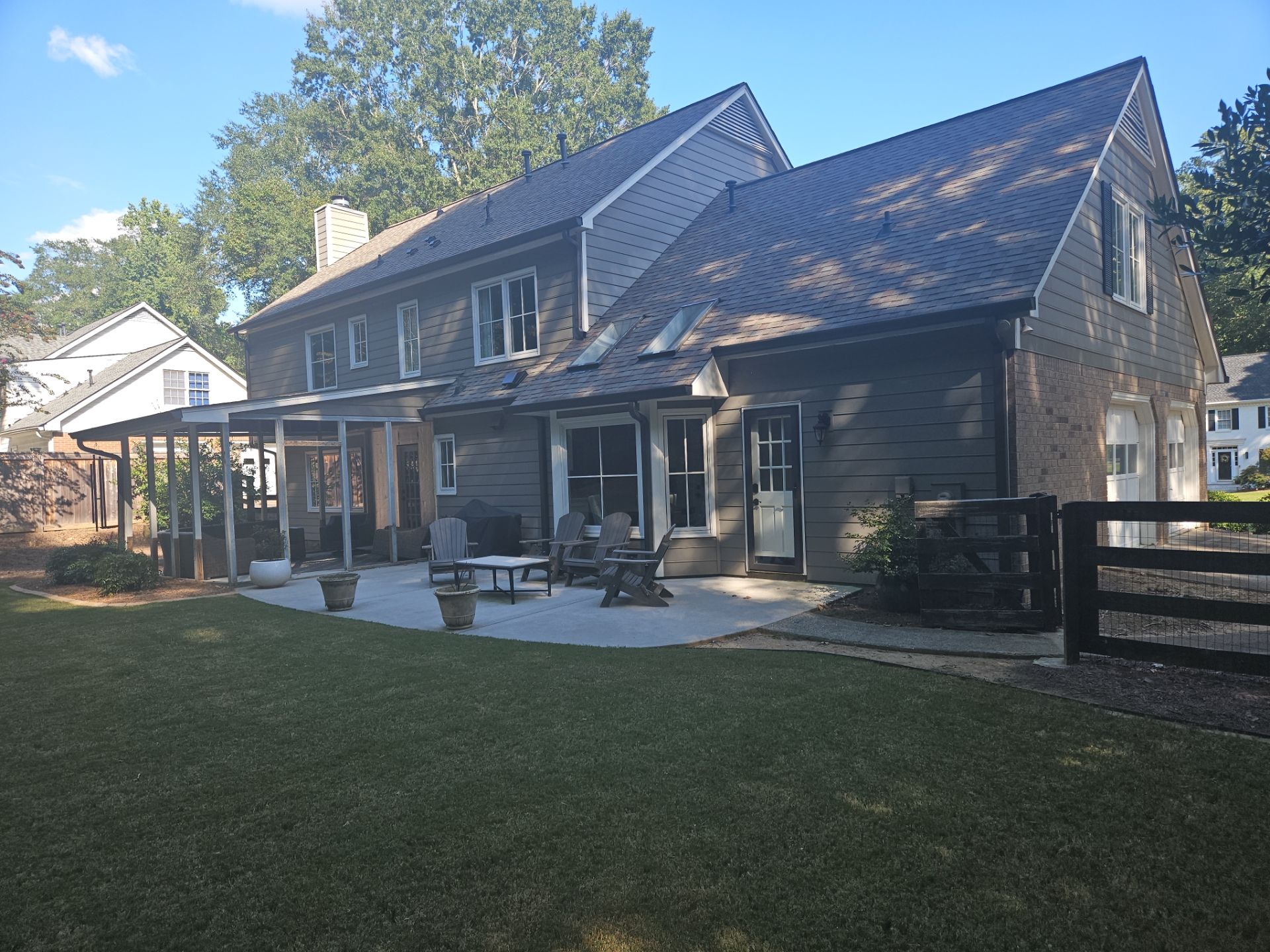 Romabio Brick Lime Wash and Cedar Tongue & Groove Porch Ceiling Installation in Marietta, GA by Nelson Exteriors 
