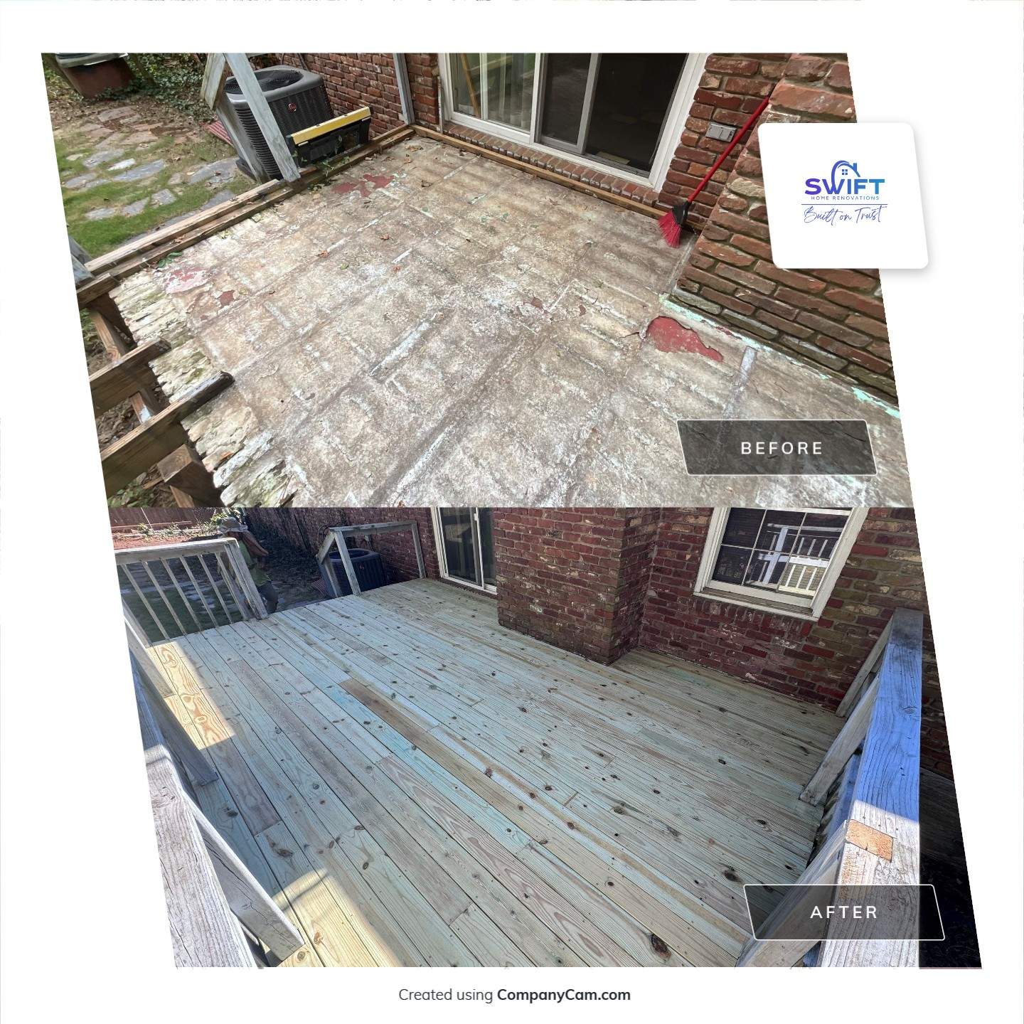 Pressure-Treated Wood Deck Replacement and Railing Installation in Marietta by Swift Home Renovations 
