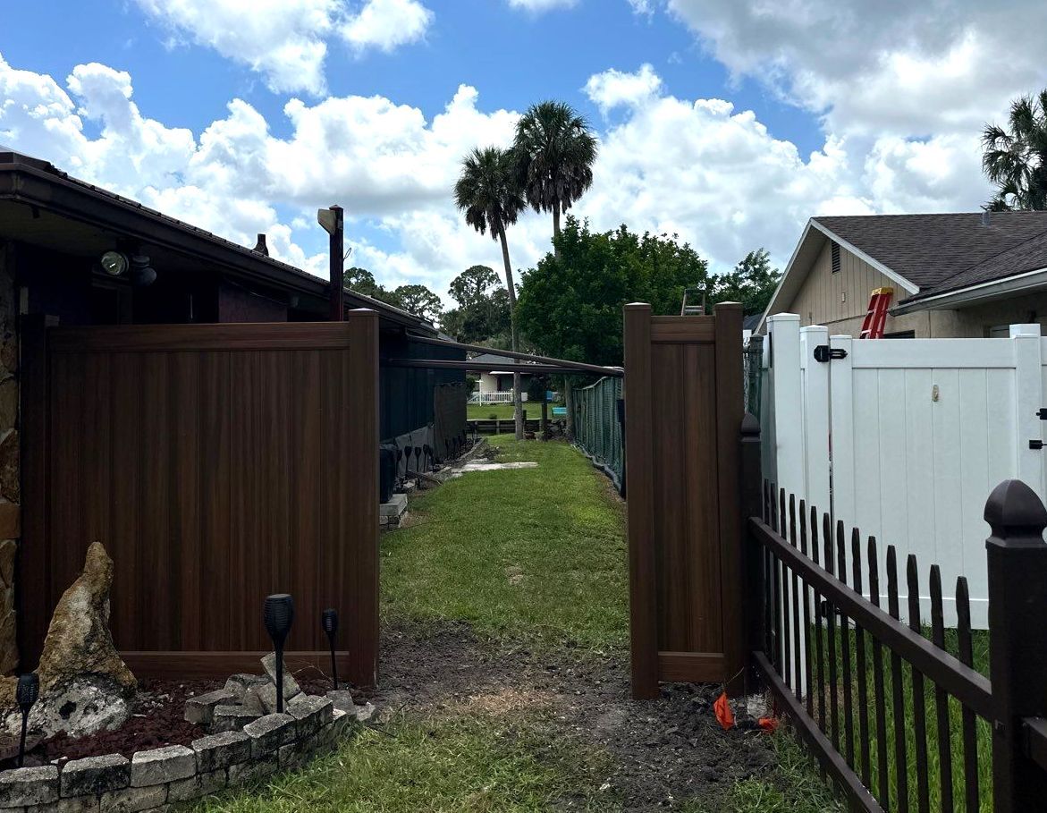 Vinyl Privacy Fence using 6Ft Professional Grade Mocha Walnut Privacy Fence by Asap fence and gates, LLC