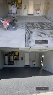 Garage Floor: Vinyl Chip using Midnight