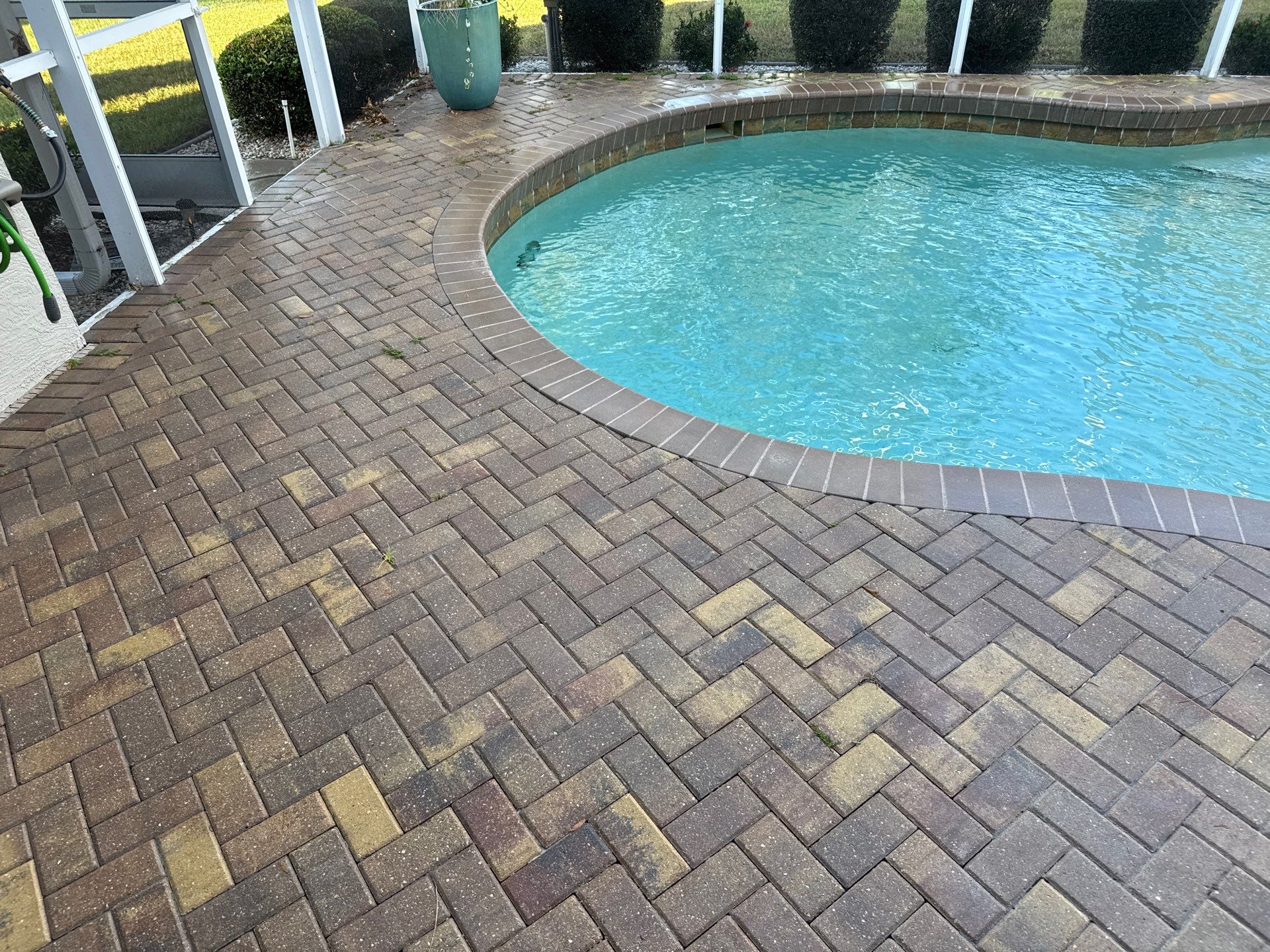 Paver Pool Deck and Screen Enclosure Cleaning in Lakewood Ranch, FL (Rosedale Highlands Community) by Sunshine AquaWash