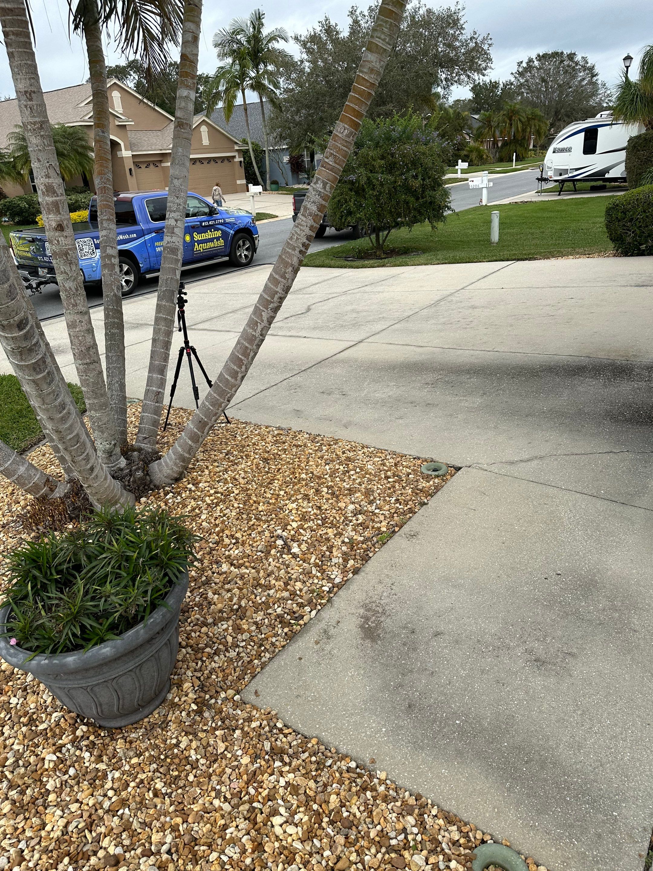 Concrete Driveway, Entryway & Street Curbing Cleaning in Fairways at Imperial Lakes, Palmetto, FL | Sunshine AquaWash by Sunshine AquaWash