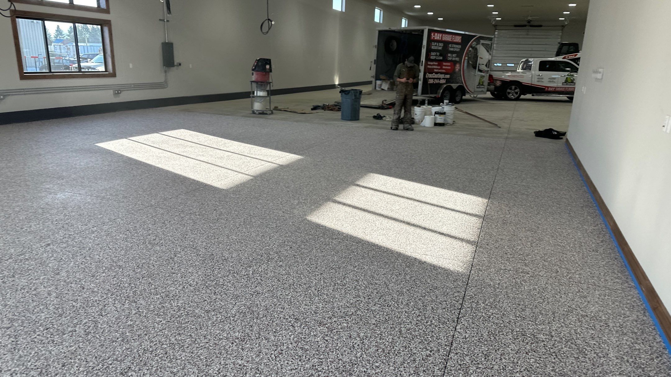 Maximum Exposure Commercial Floor using Domino w/ 5% Cherry Bomb Red  by Croc Coatings, LLC