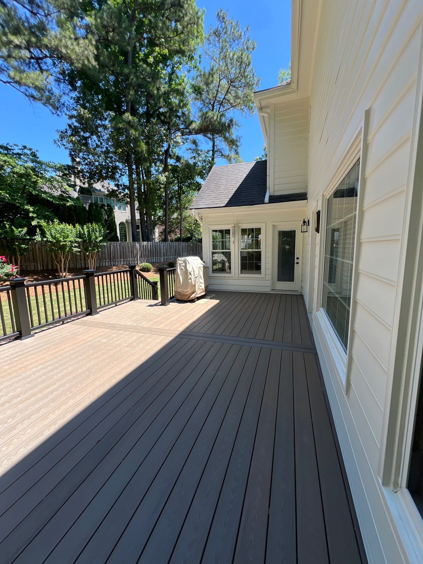 Deck Resurface using Deckorators Venture Series and Timbertech Composite Universal Rail by Nelson Exteriors 