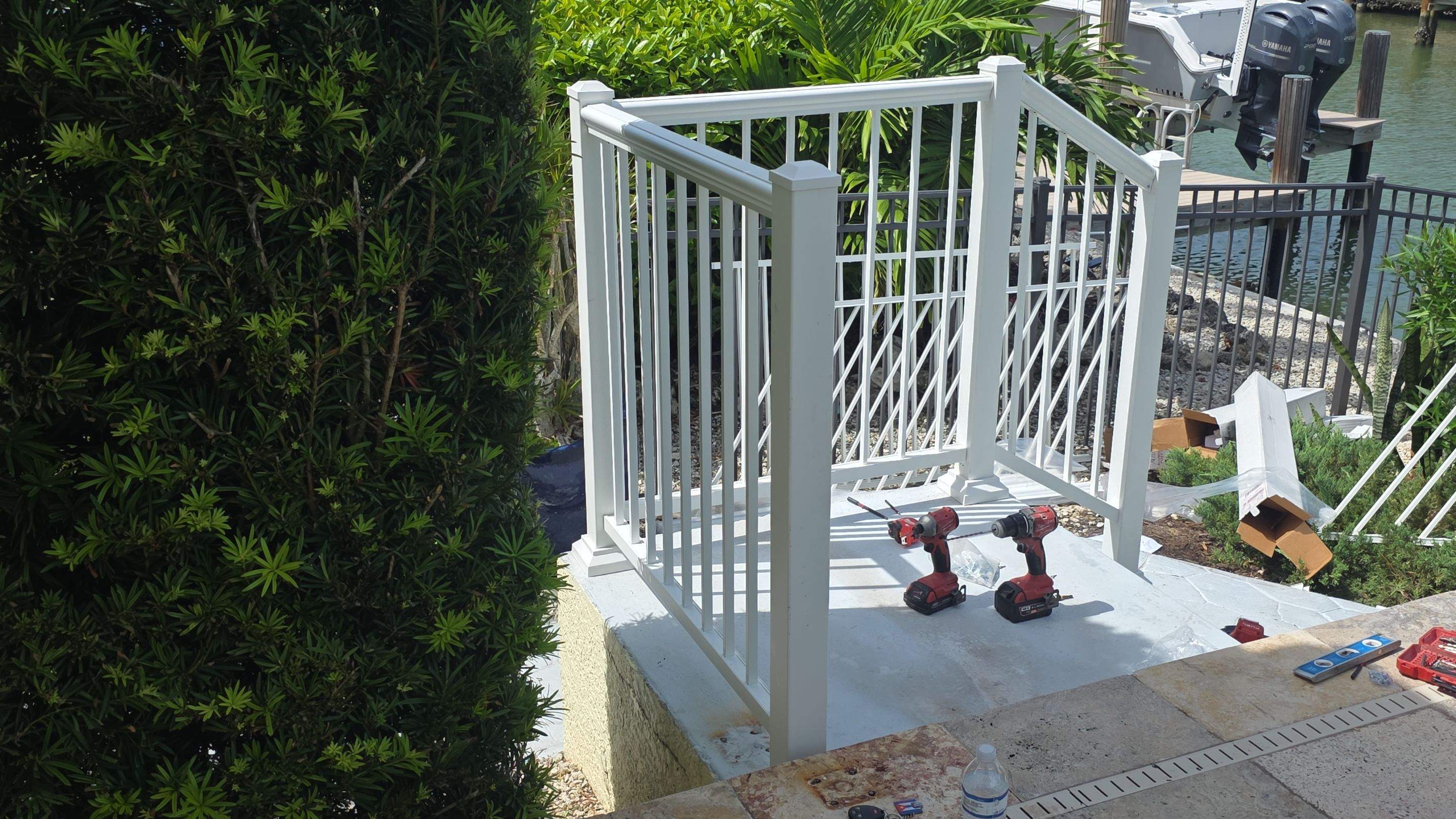 White Aluminum Railing Installation in Marco Island by True Fence LLC