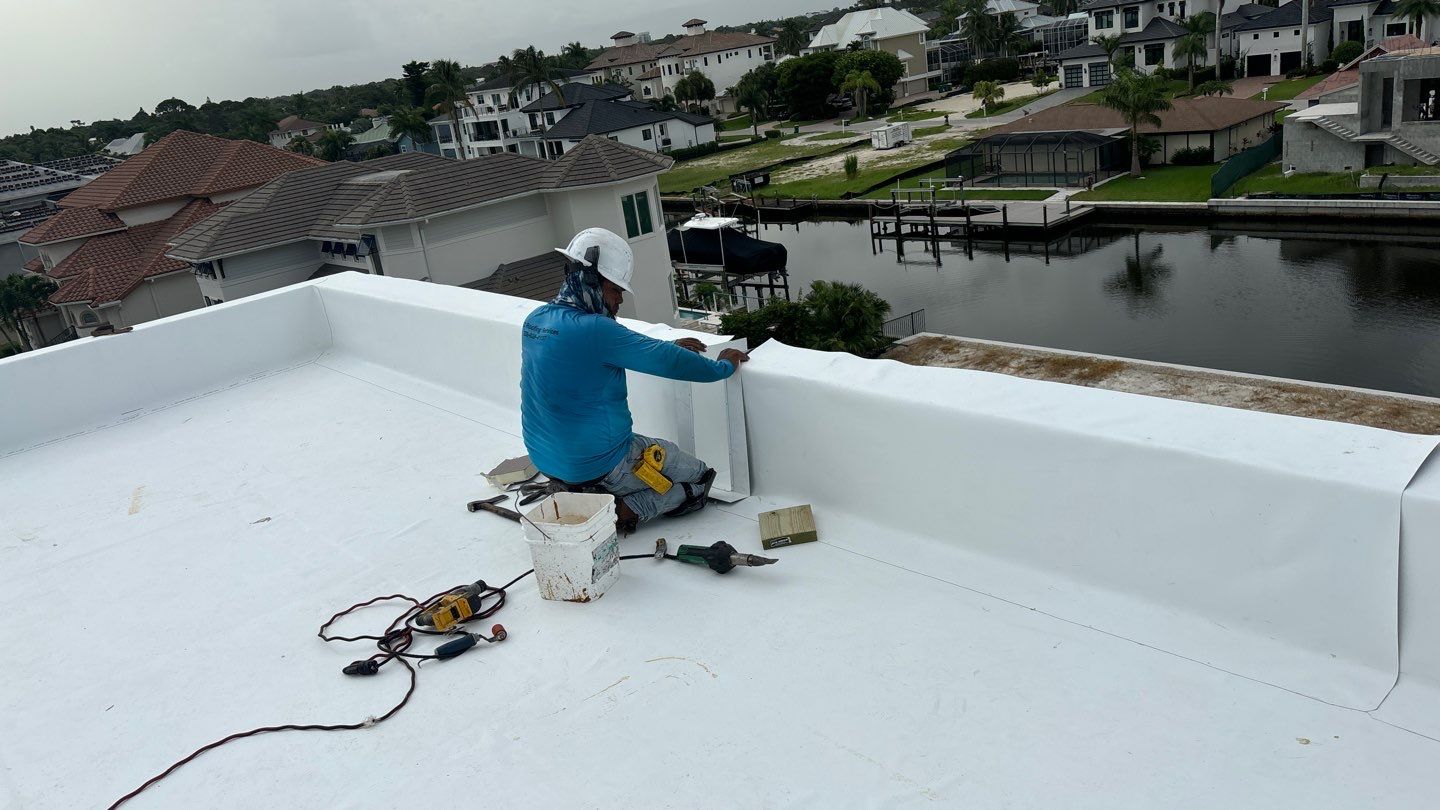 Residential Install of Flat TPO by International Roofing