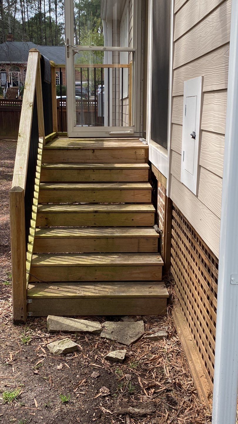 Deck and Stamped Concrete Patio by DuraSeal