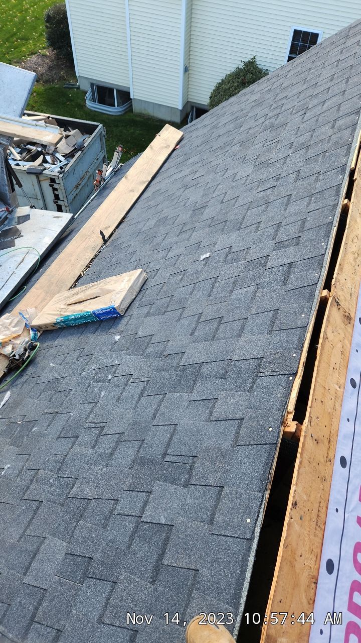 Residential Roofing Installation using Certainteed Landmark Moire Black by A Plus Exterior