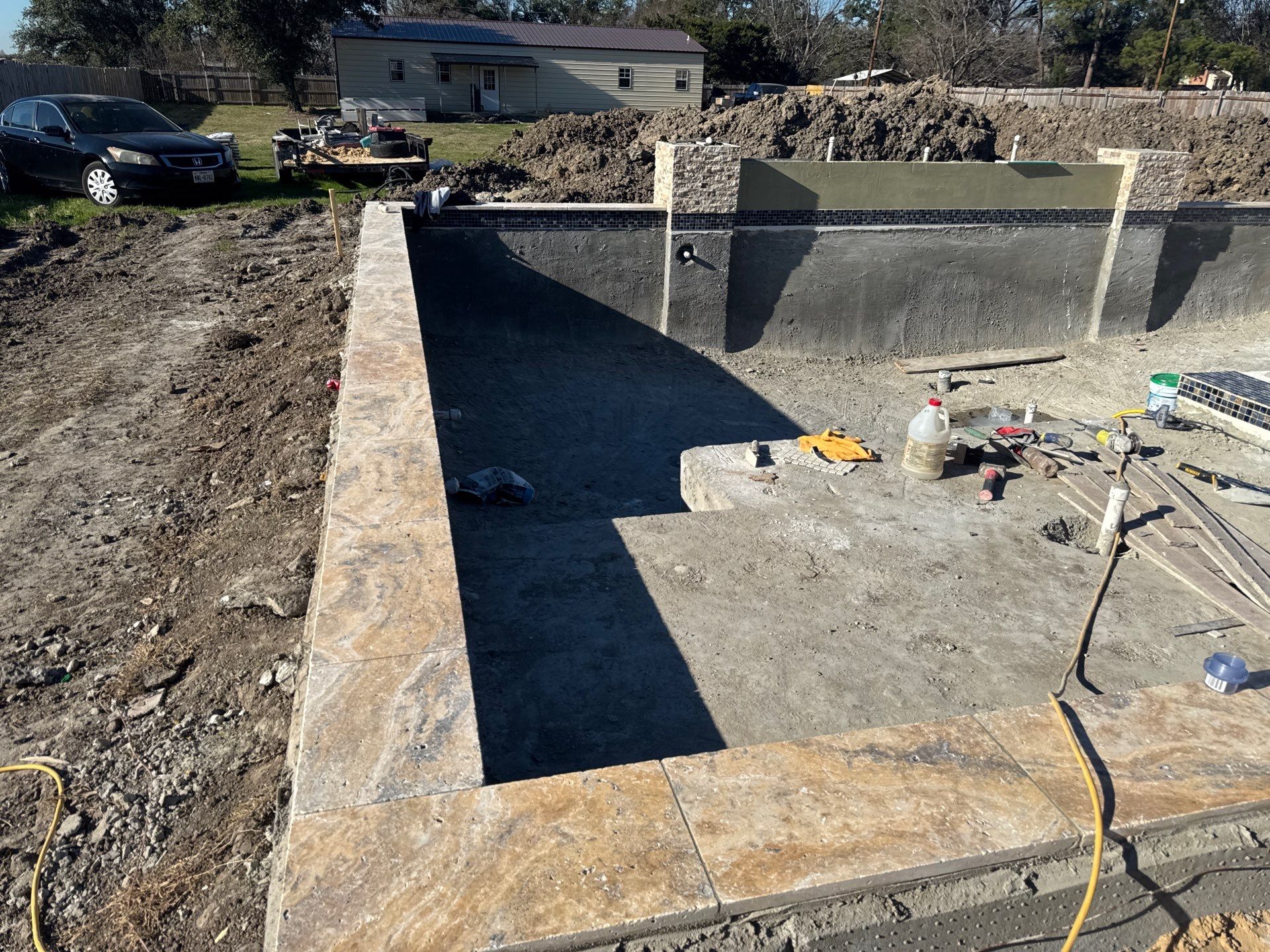 Modern Geometric Pool with Spa and Sheer Descent Water Wall by Pinnacle Pools and Spas - DFW