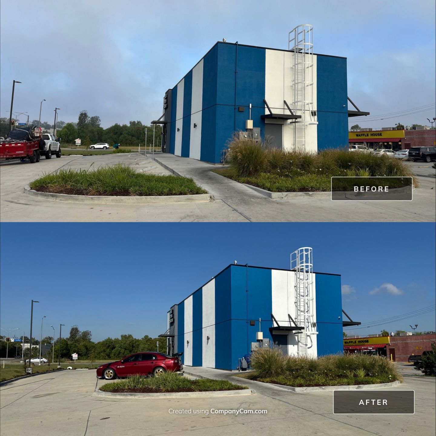 COMMERCIAL LAWN MAINTENANCE: HEDGE TRIM / BED CLEAN / MULCH INSTALL using BROWN MULCH "BARK BRITE" by CutScape, LLC.