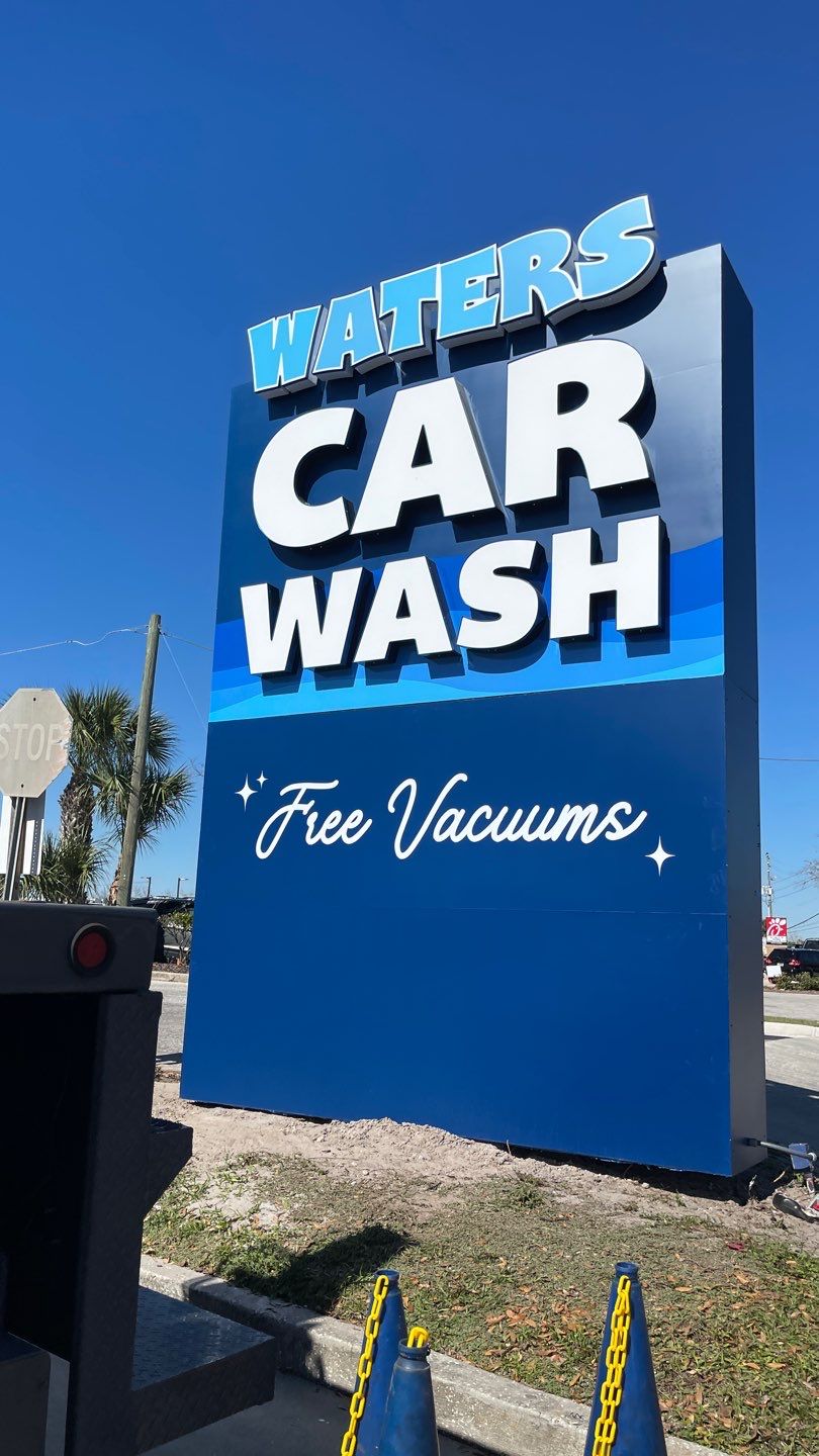Waters Car Wash Monument Sign and Channel Letters by SignCrafters