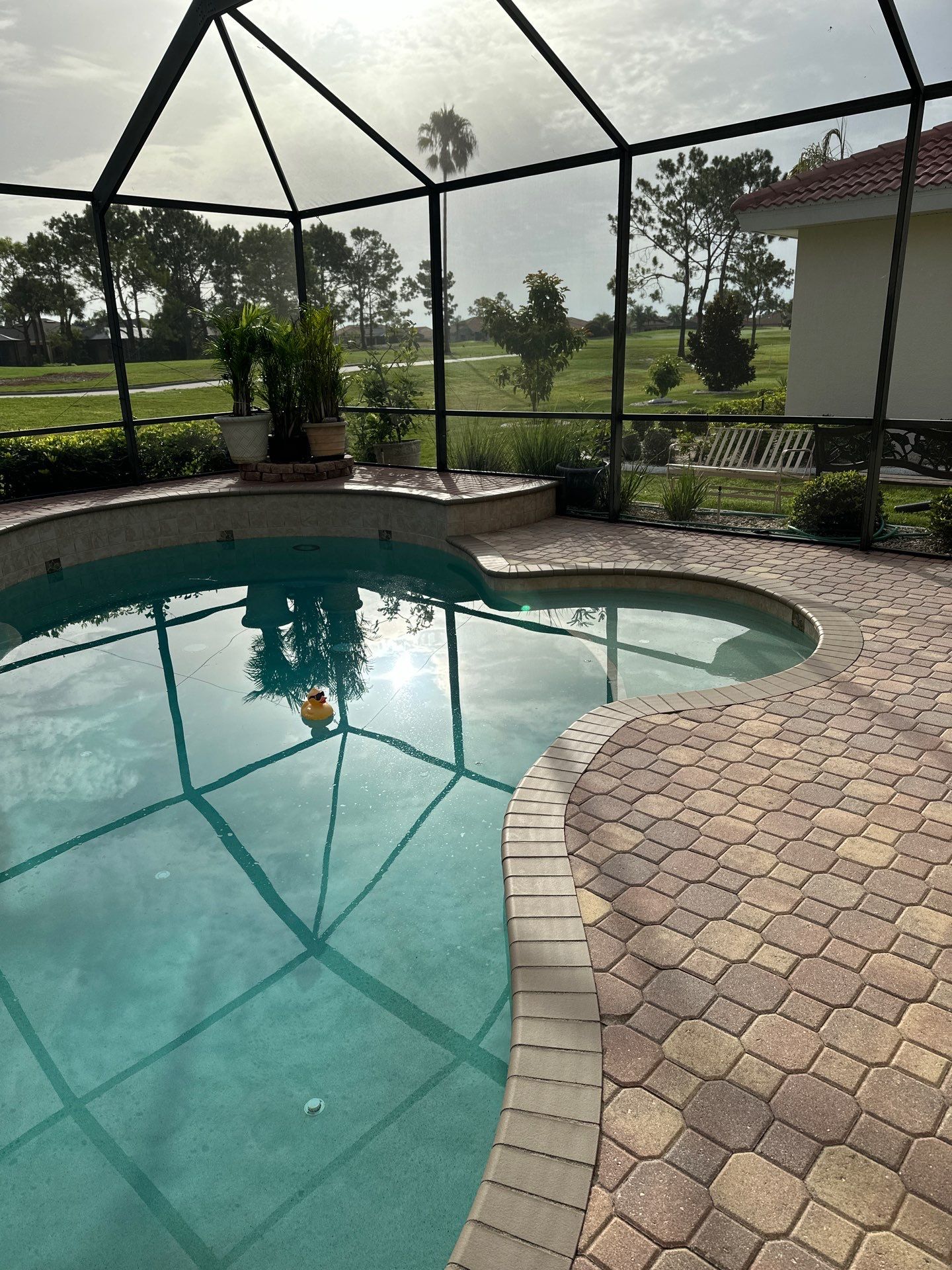 Paver Cleaning and Sealing pool deck in Sun City Center by Supreme Paver Experts